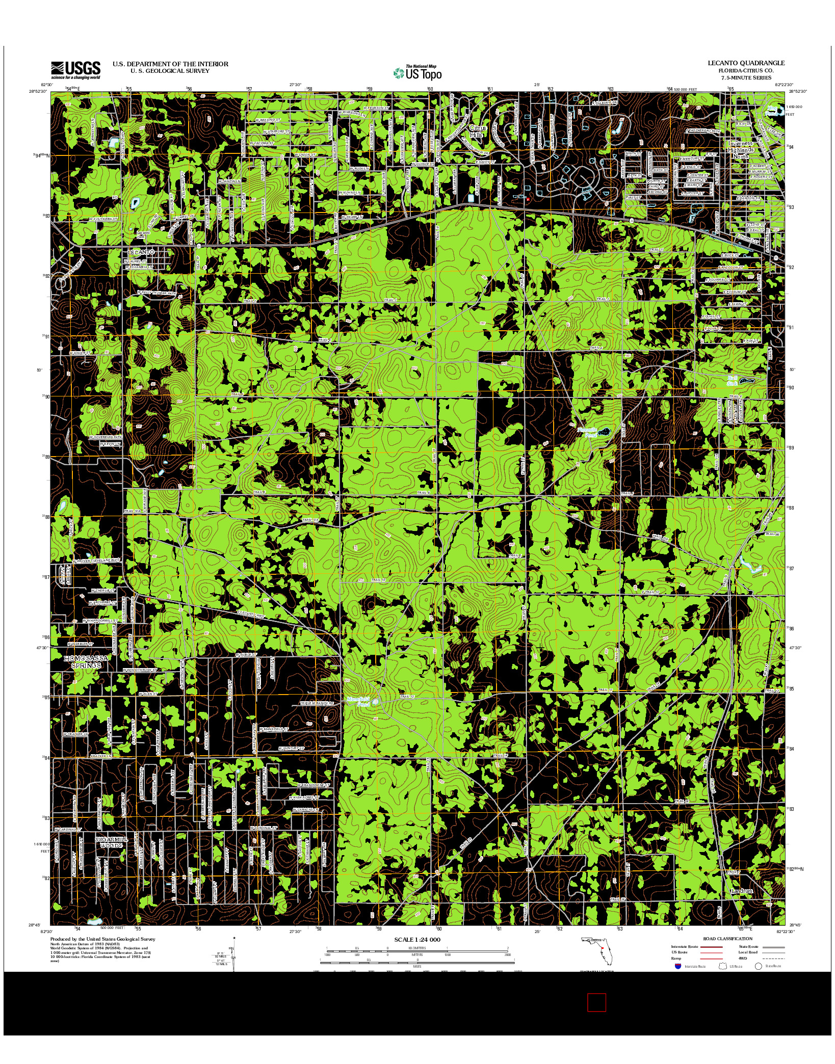 USGS US TOPO 7.5-MINUTE MAP FOR LECANTO, FL 2012