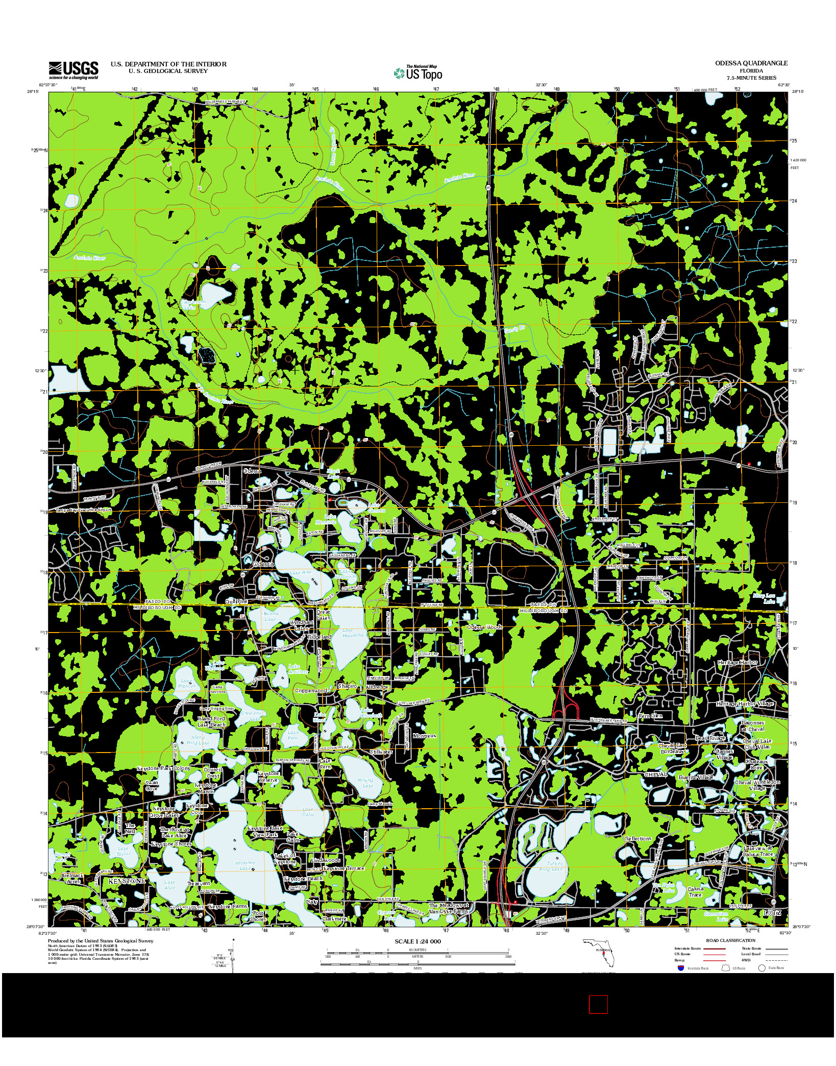 USGS US TOPO 7.5-MINUTE MAP FOR ODESSA, FL 2012