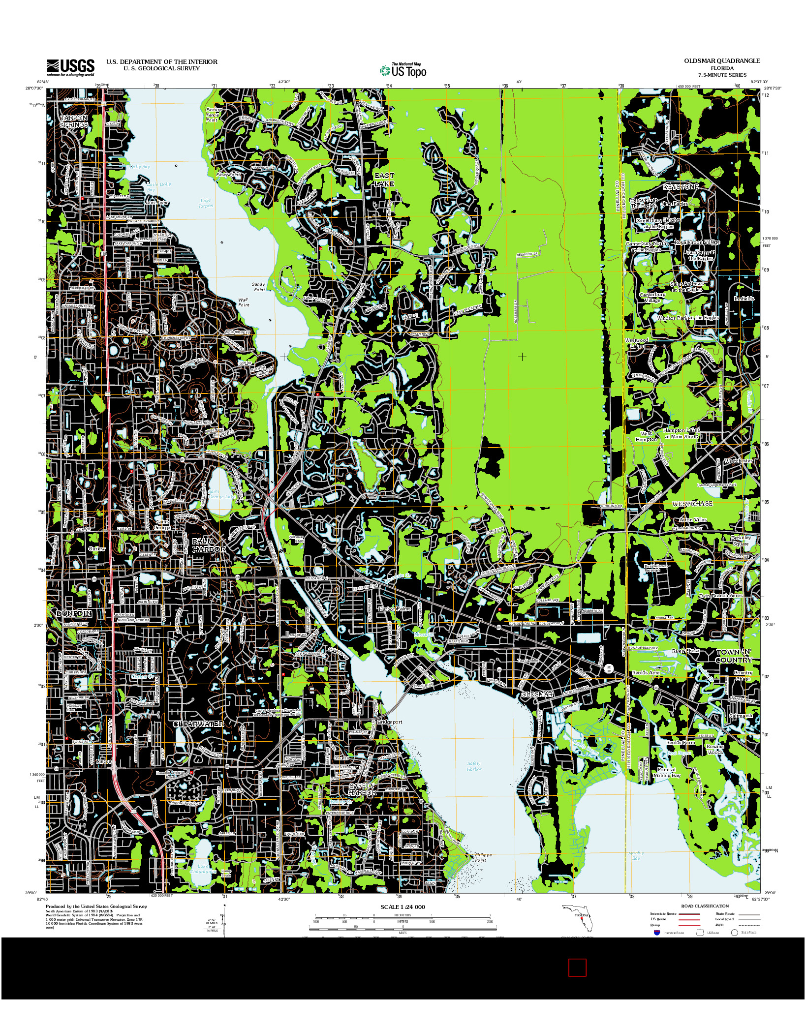 USGS US TOPO 7.5-MINUTE MAP FOR OLDSMAR, FL 2012