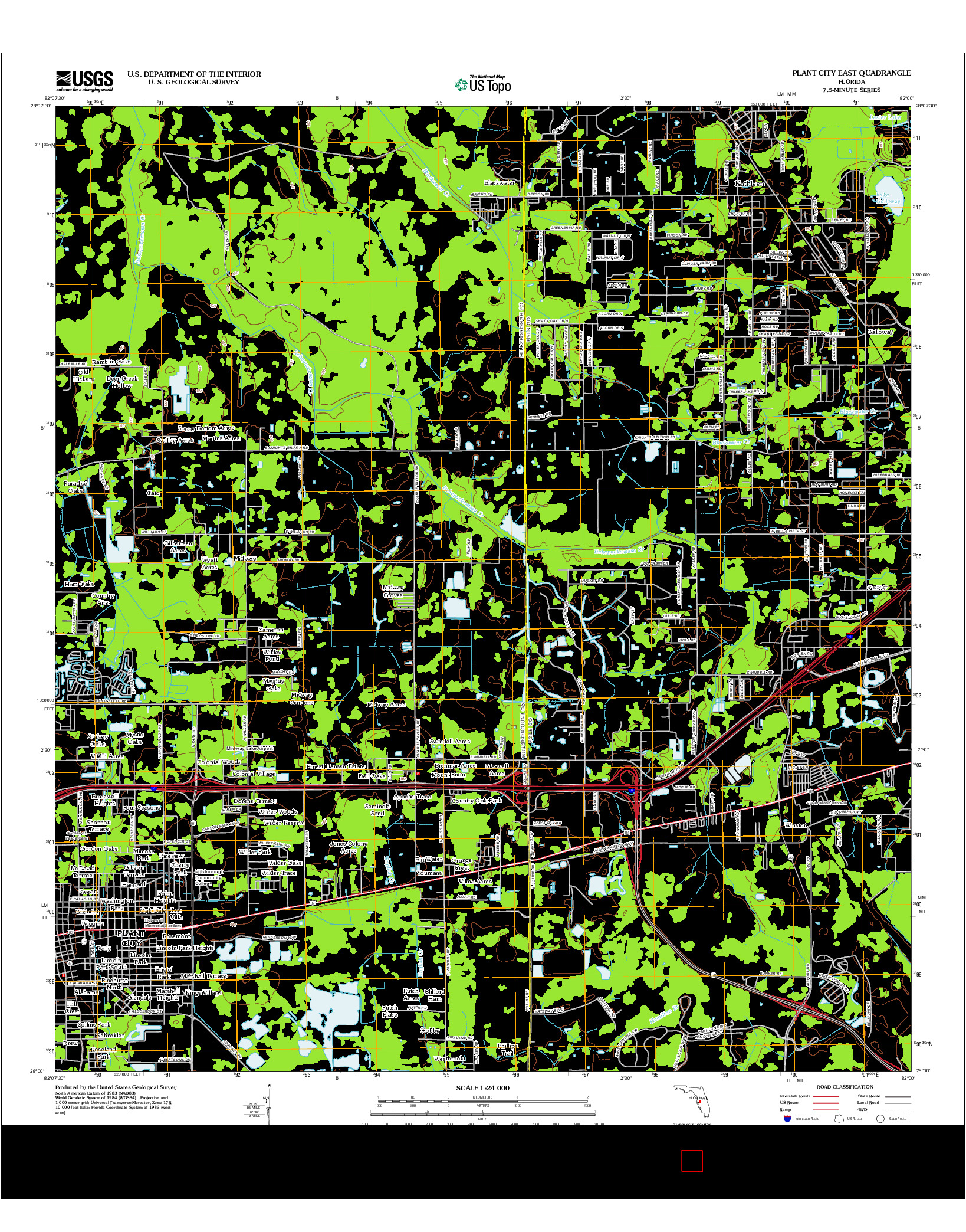USGS US TOPO 7.5-MINUTE MAP FOR PLANT CITY EAST, FL 2012