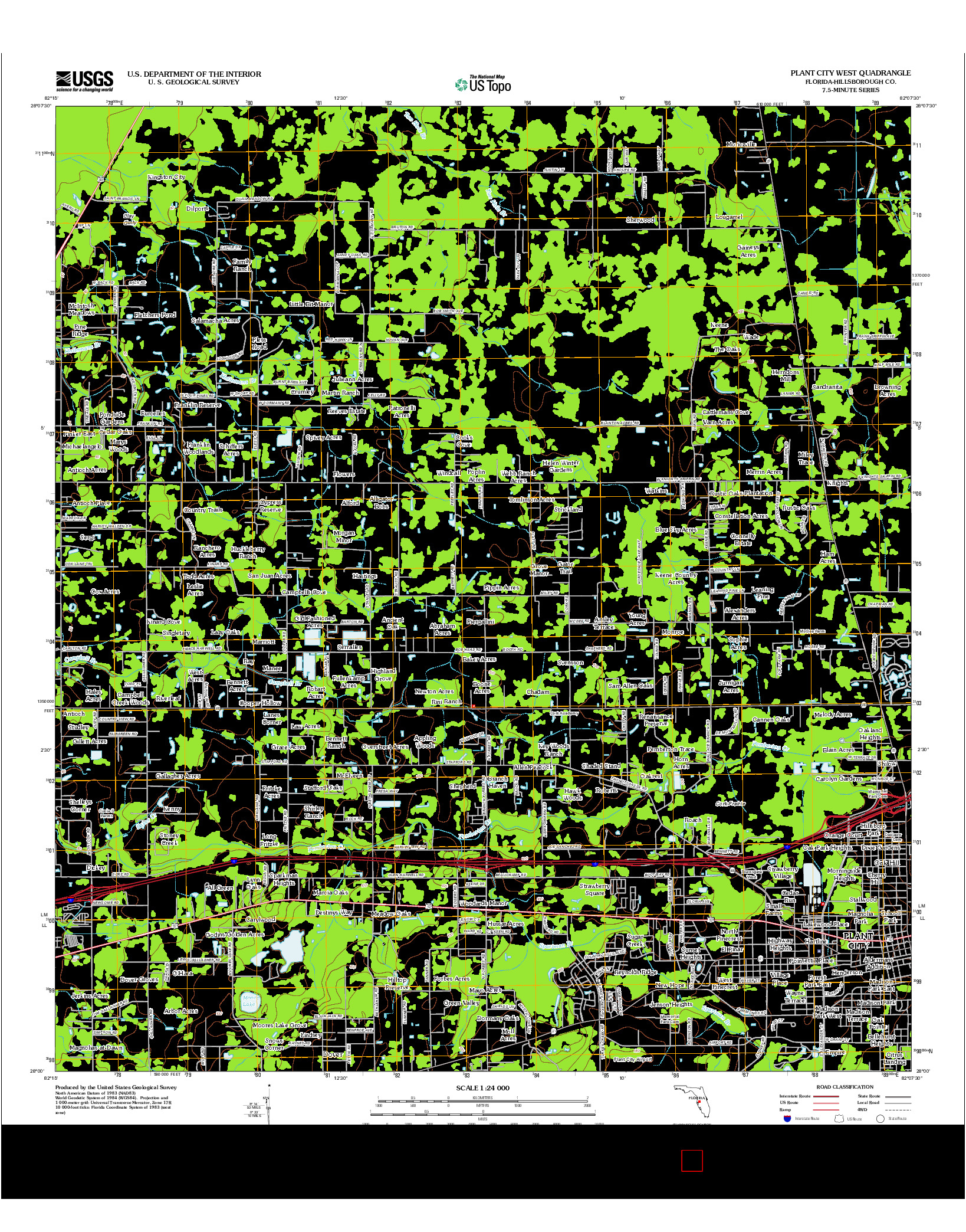 USGS US TOPO 7.5-MINUTE MAP FOR PLANT CITY WEST, FL 2012