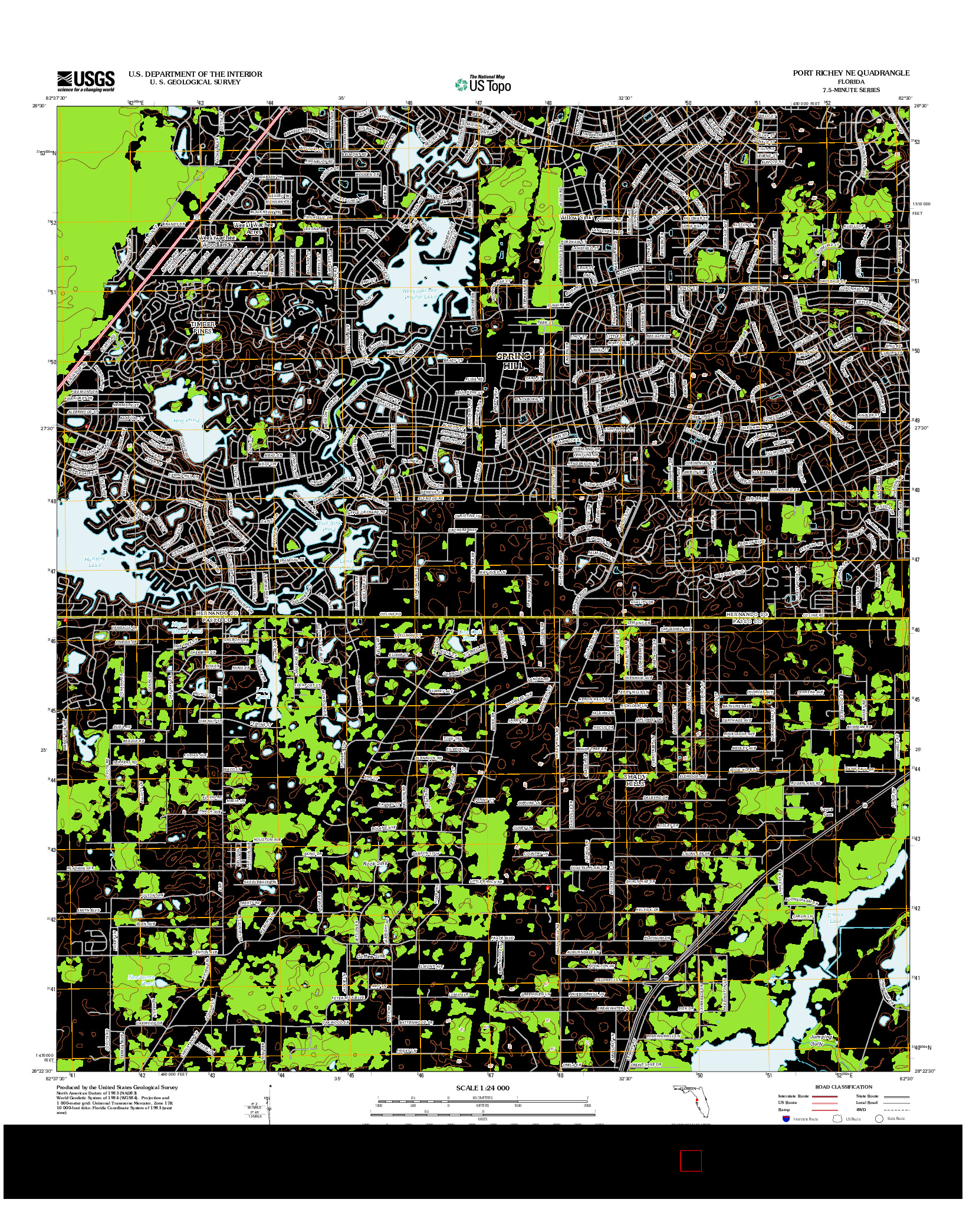 USGS US TOPO 7.5-MINUTE MAP FOR PORT RICHEY NE, FL 2012