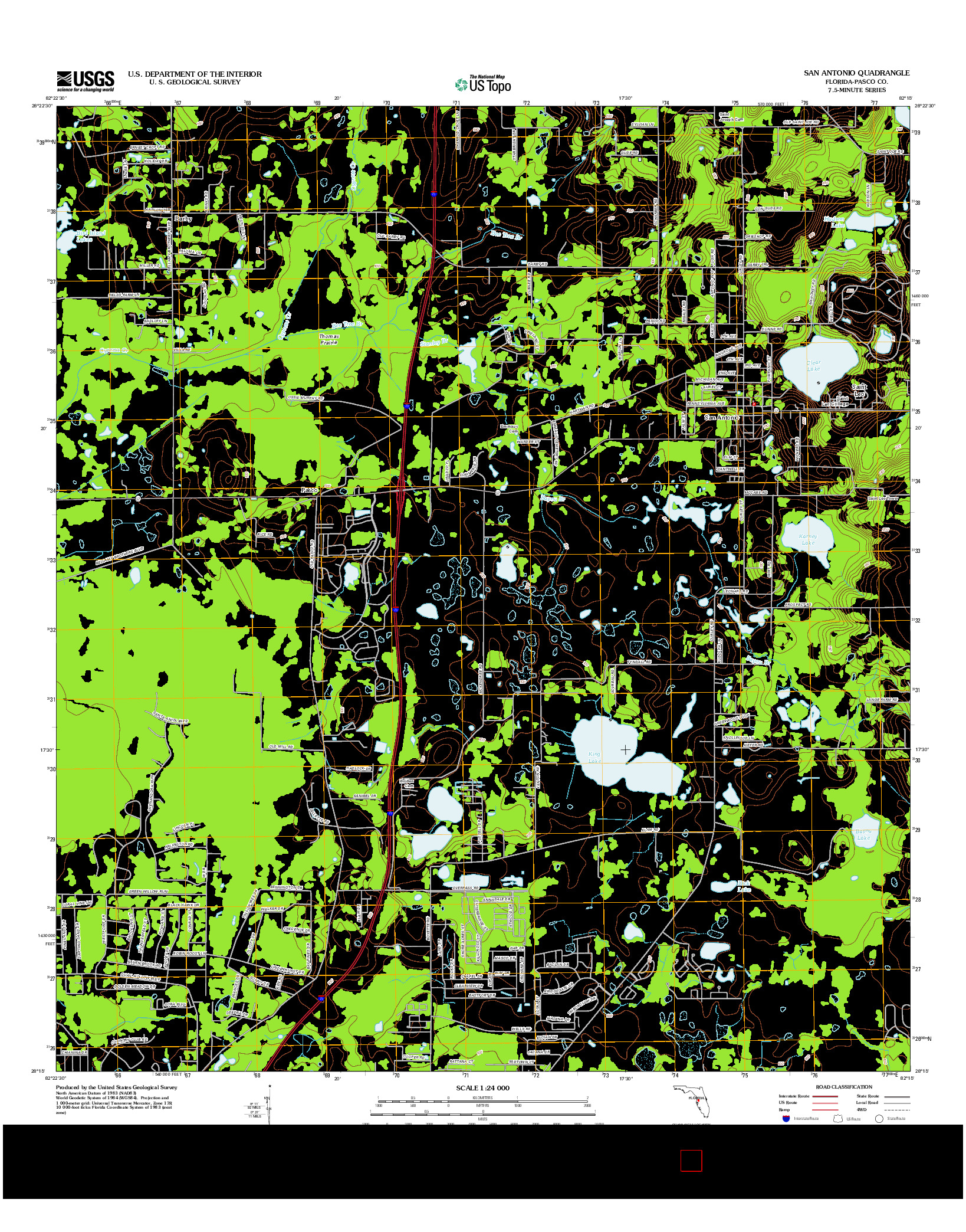 USGS US TOPO 7.5-MINUTE MAP FOR SAN ANTONIO, FL 2012