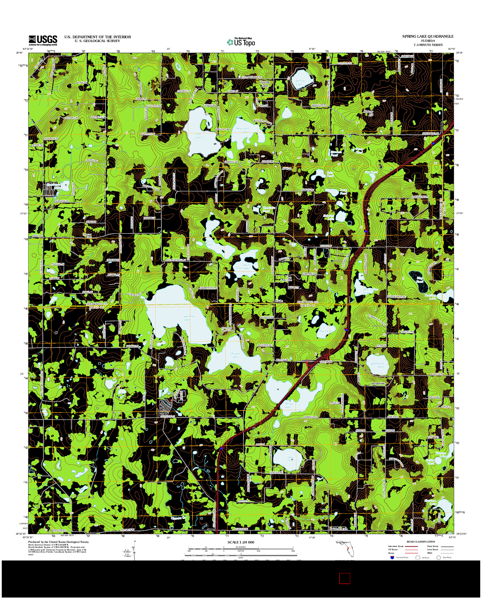 USGS US TOPO 7.5-MINUTE MAP FOR SPRING LAKE, FL 2012