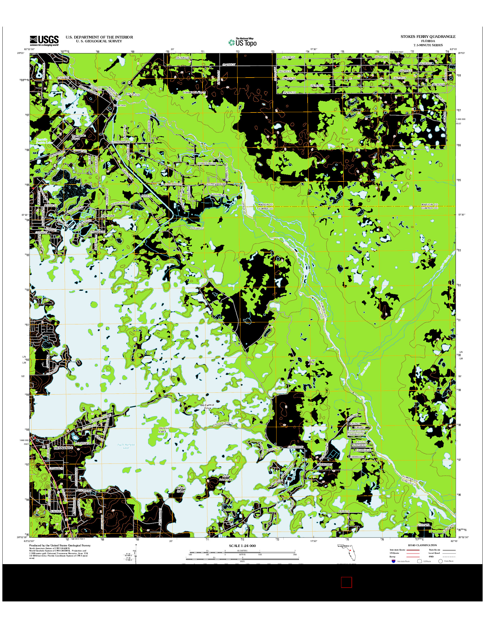 USGS US TOPO 7.5-MINUTE MAP FOR STOKES FERRY, FL 2012