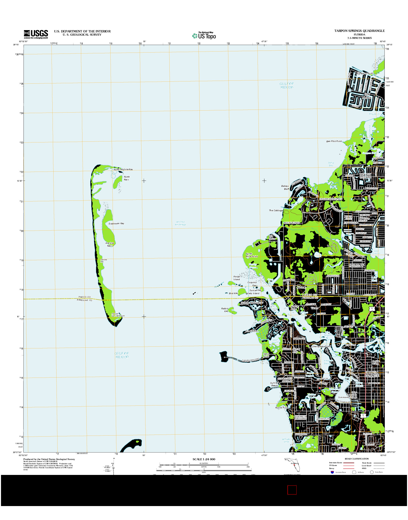 USGS US TOPO 7.5-MINUTE MAP FOR TARPON SPRINGS, FL 2012