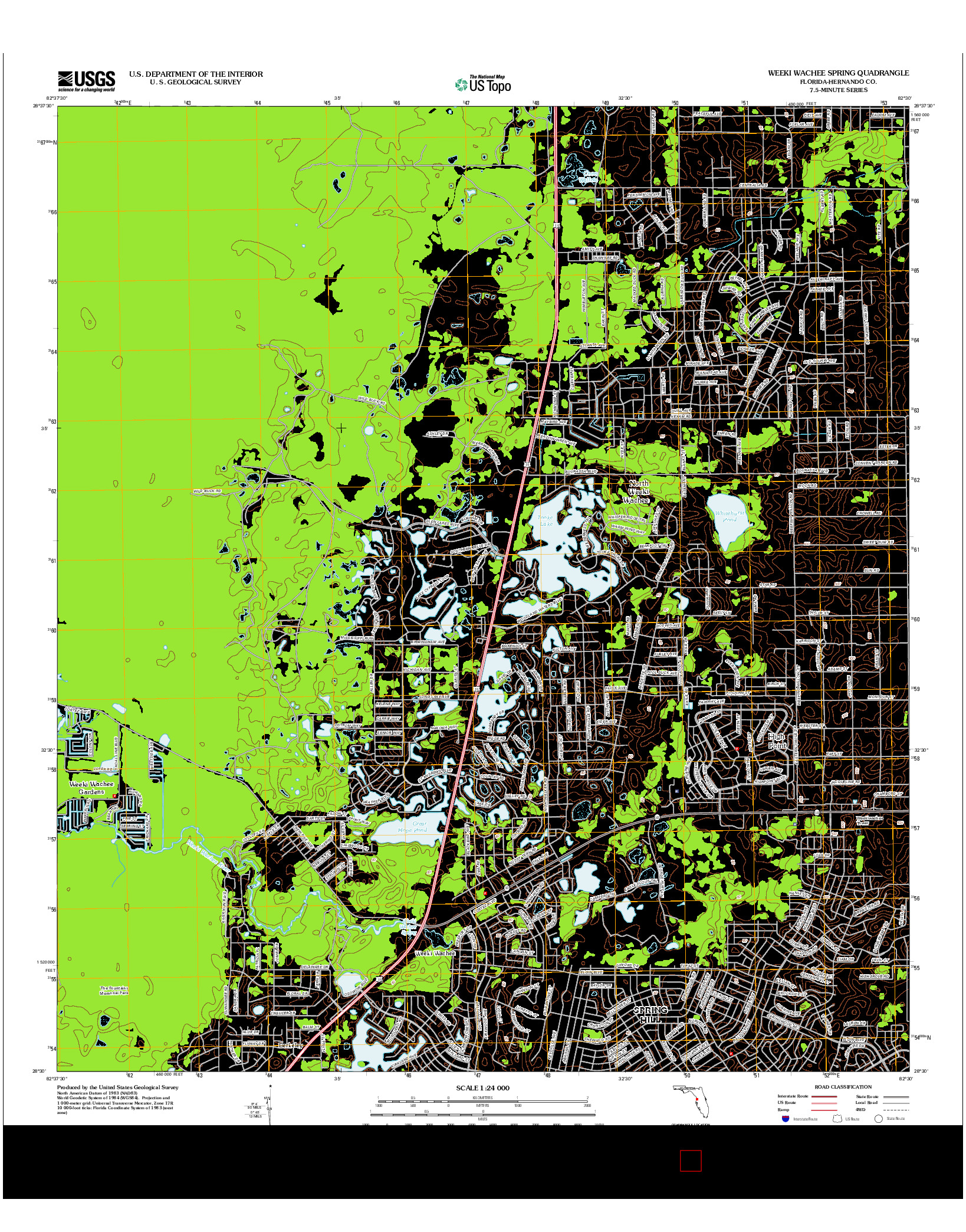 USGS US TOPO 7.5-MINUTE MAP FOR WEEKI WACHEE SPRING, FL 2012