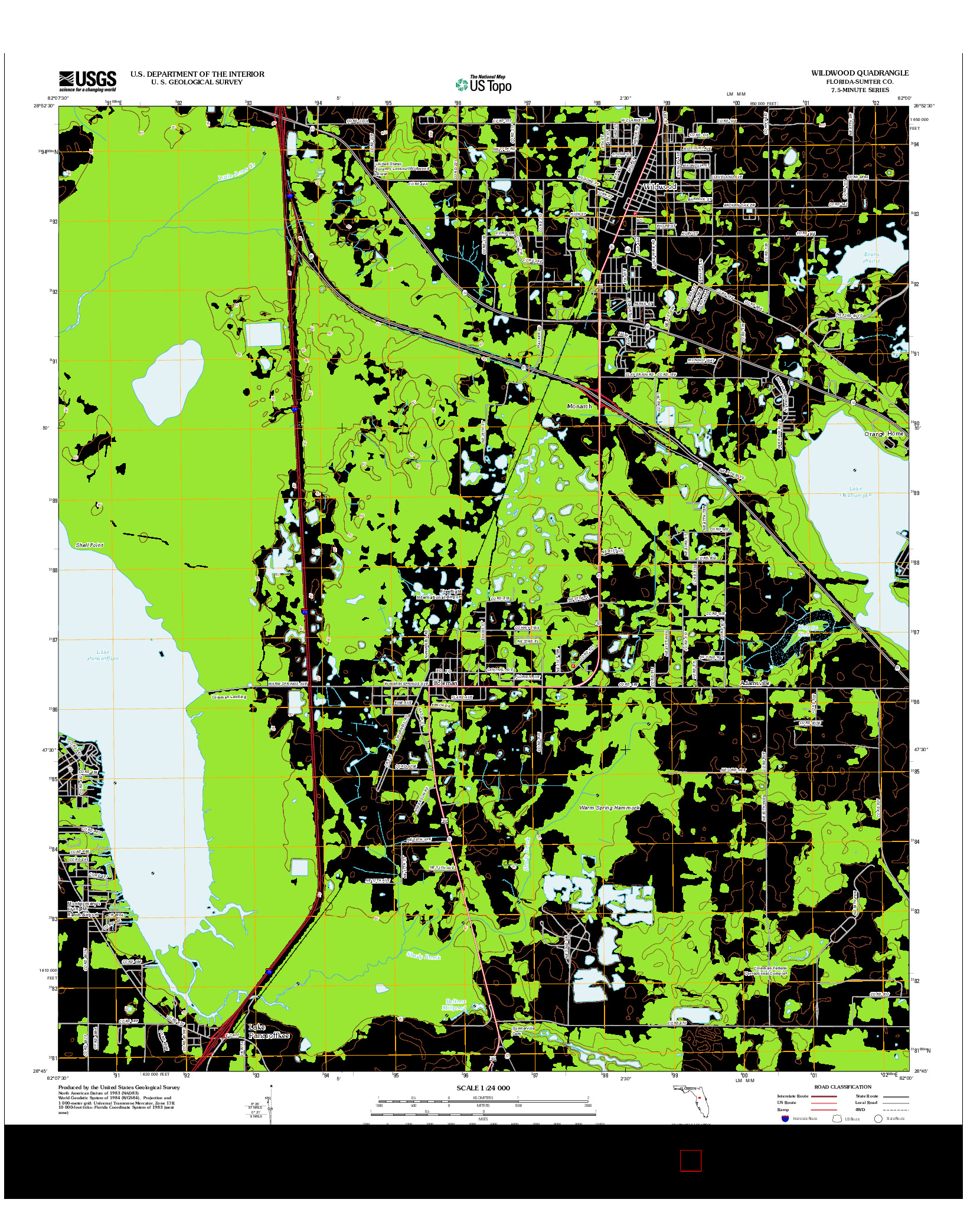 USGS US TOPO 7.5-MINUTE MAP FOR WILDWOOD, FL 2012