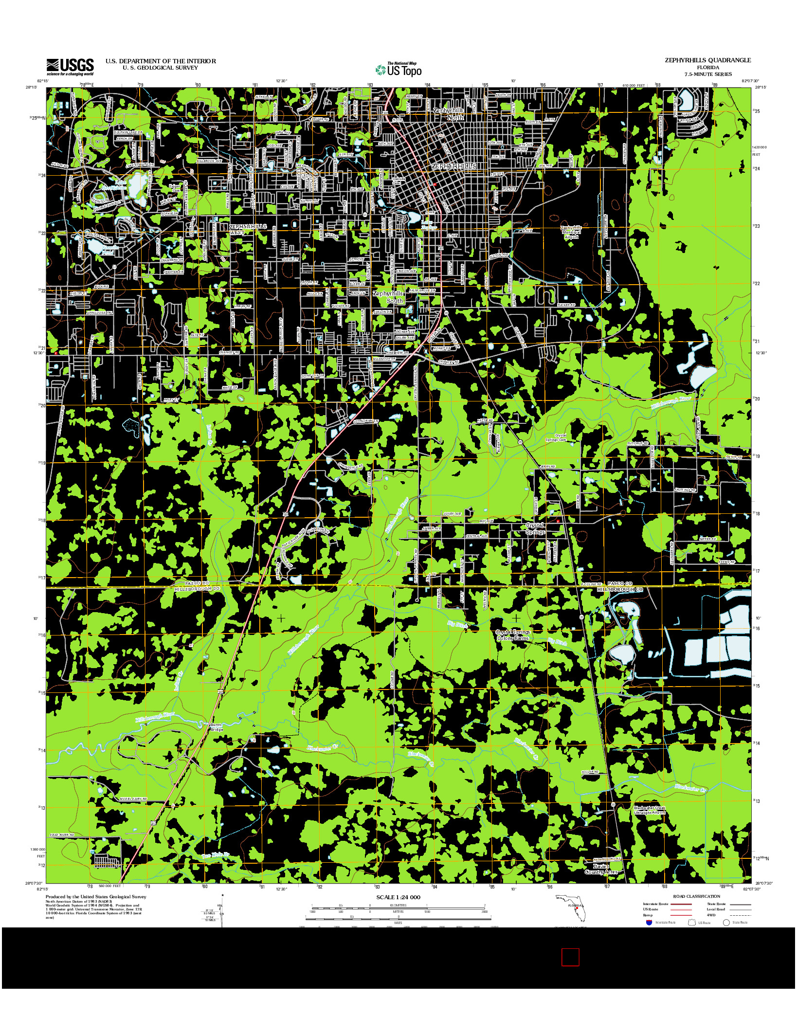 USGS US TOPO 7.5-MINUTE MAP FOR ZEPHYRHILLS, FL 2012