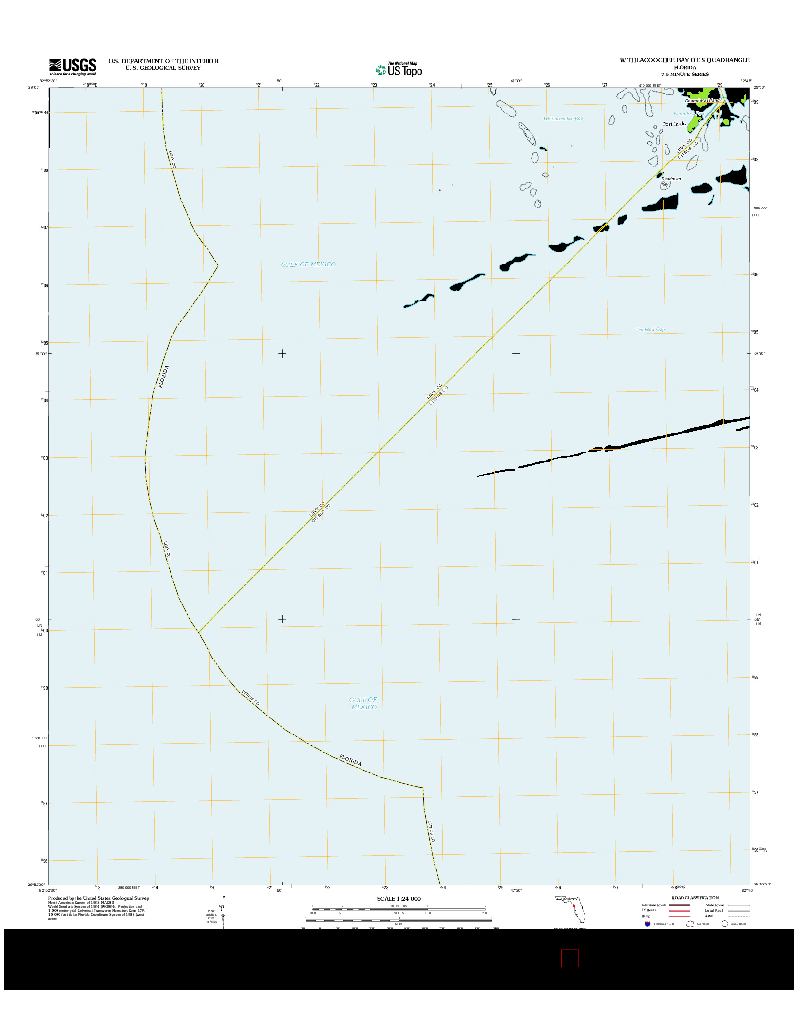 USGS US TOPO 7.5-MINUTE MAP FOR WITHLACOOCHEE BAY OE S, FL 2012