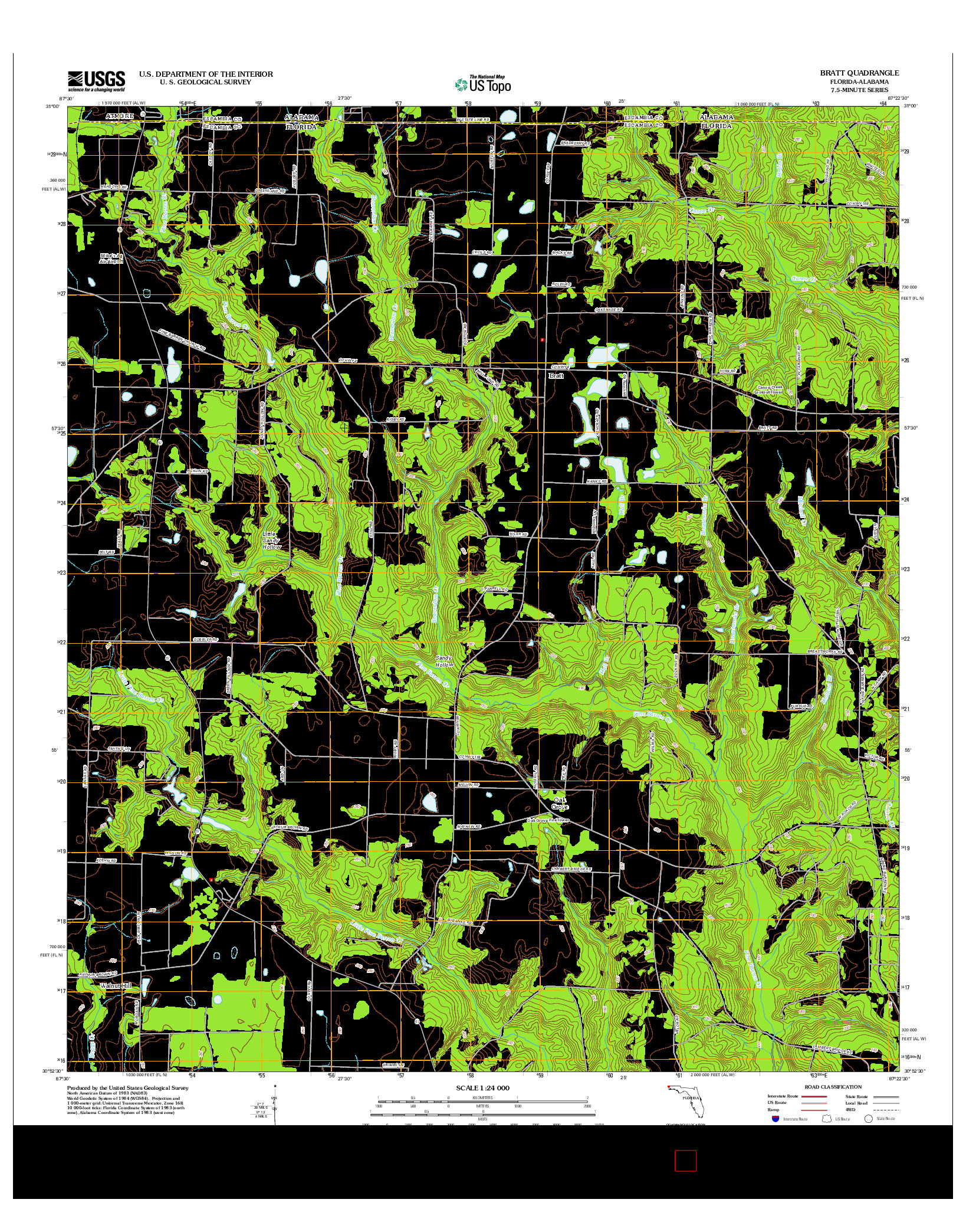 USGS US TOPO 7.5-MINUTE MAP FOR BRATT, FL-AL 2012