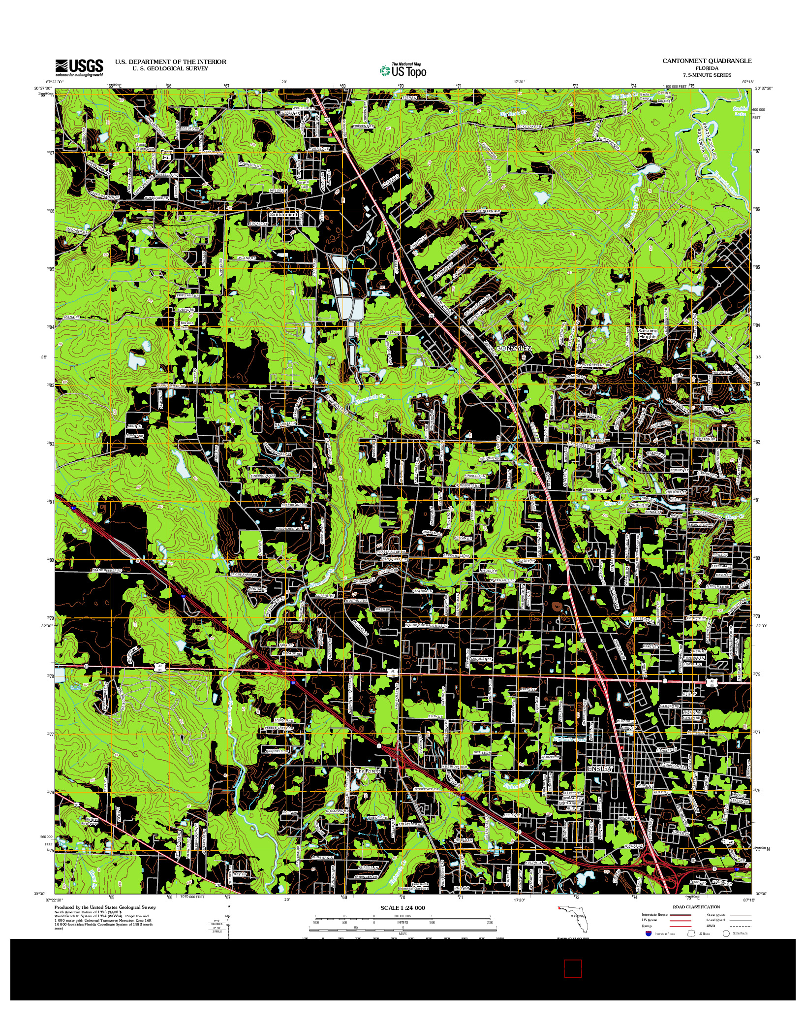 USGS US TOPO 7.5-MINUTE MAP FOR CANTONMENT, FL 2012