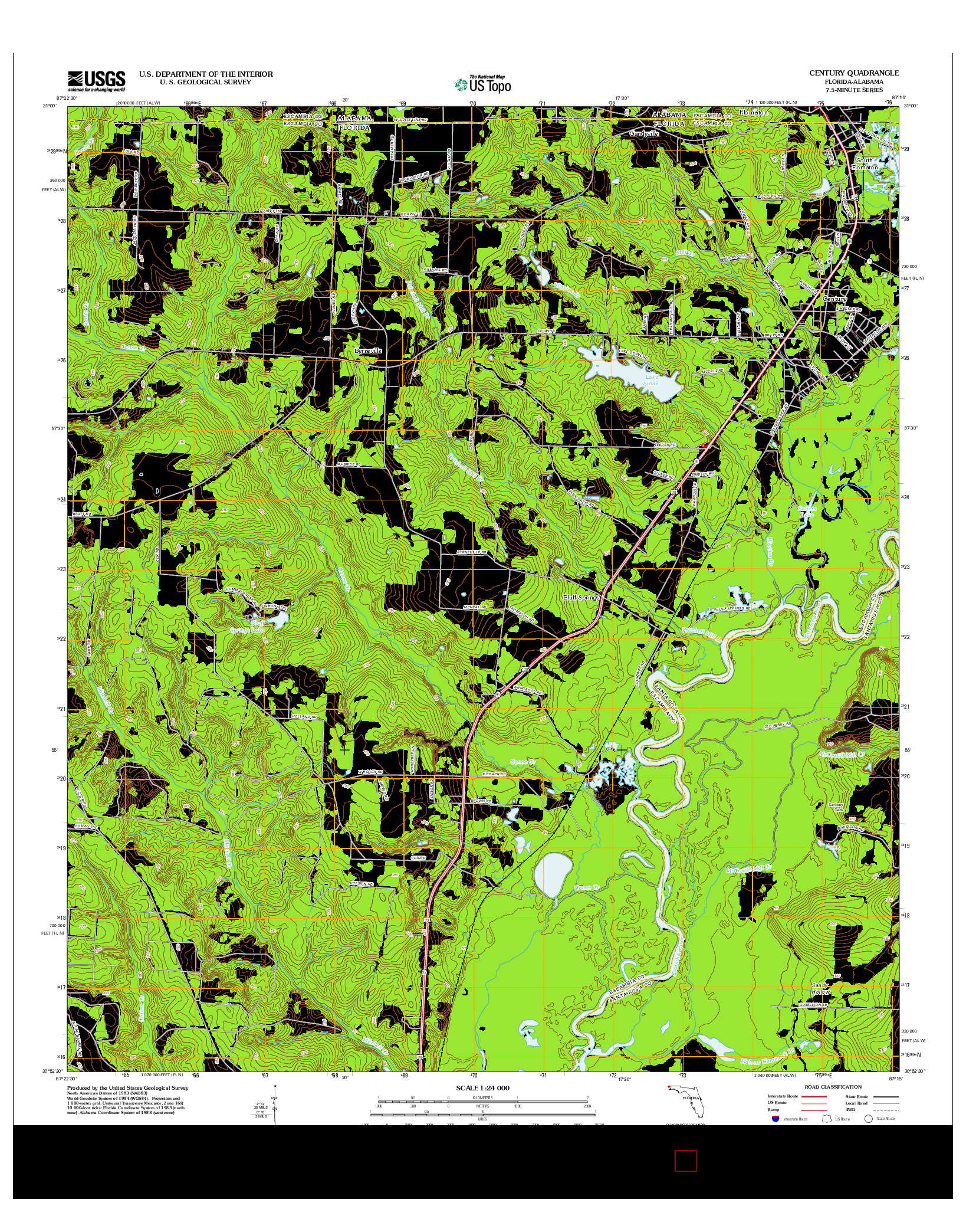 USGS US TOPO 7.5-MINUTE MAP FOR CENTURY, FL-AL 2012