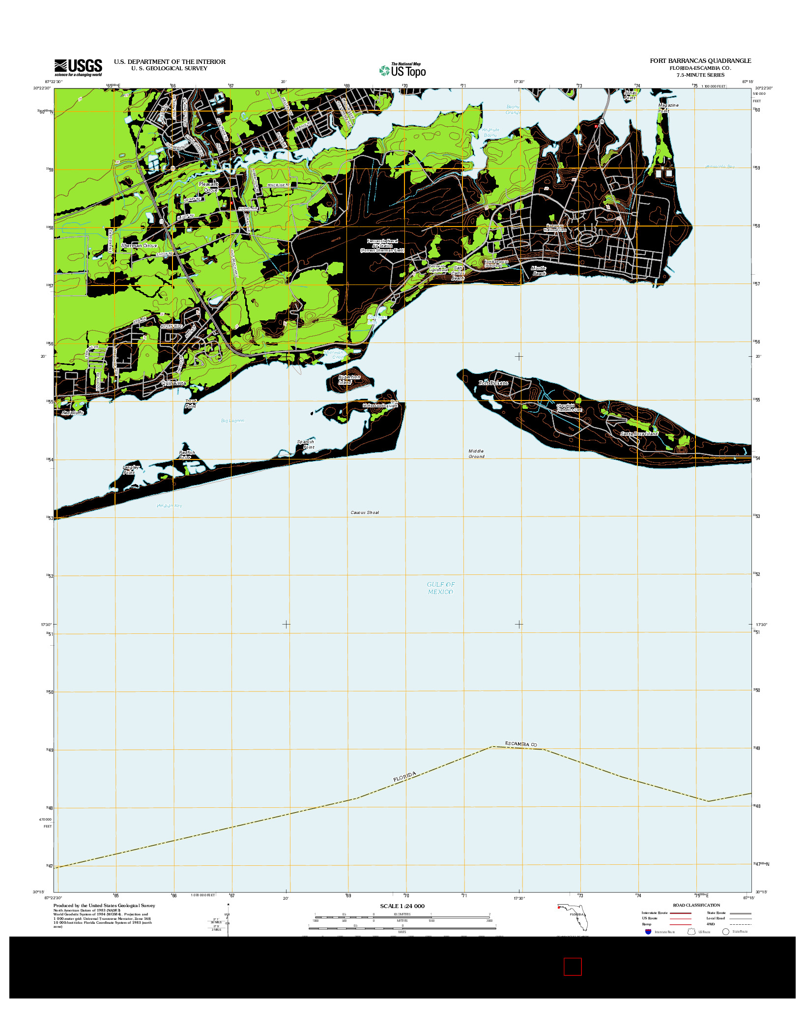 USGS US TOPO 7.5-MINUTE MAP FOR FORT BARRANCAS, FL 2012