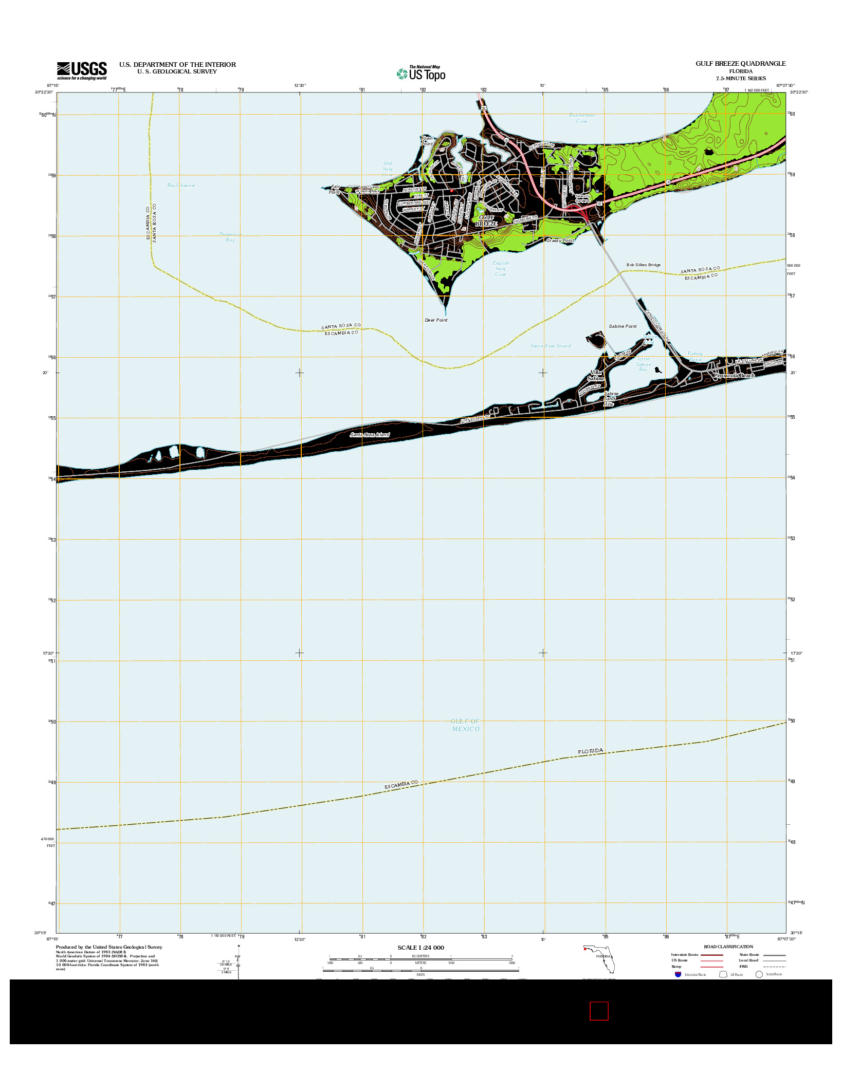 USGS US TOPO 7.5-MINUTE MAP FOR GULF BREEZE, FL 2012