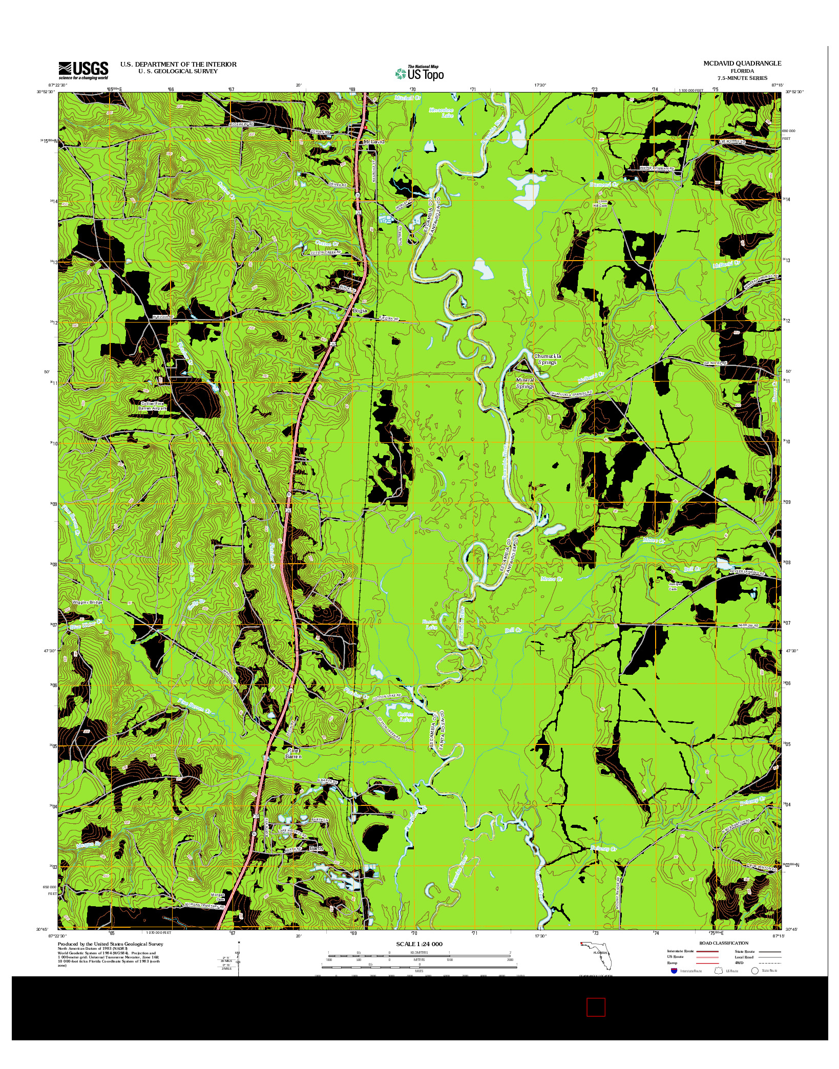 USGS US TOPO 7.5-MINUTE MAP FOR MCDAVID, FL 2012