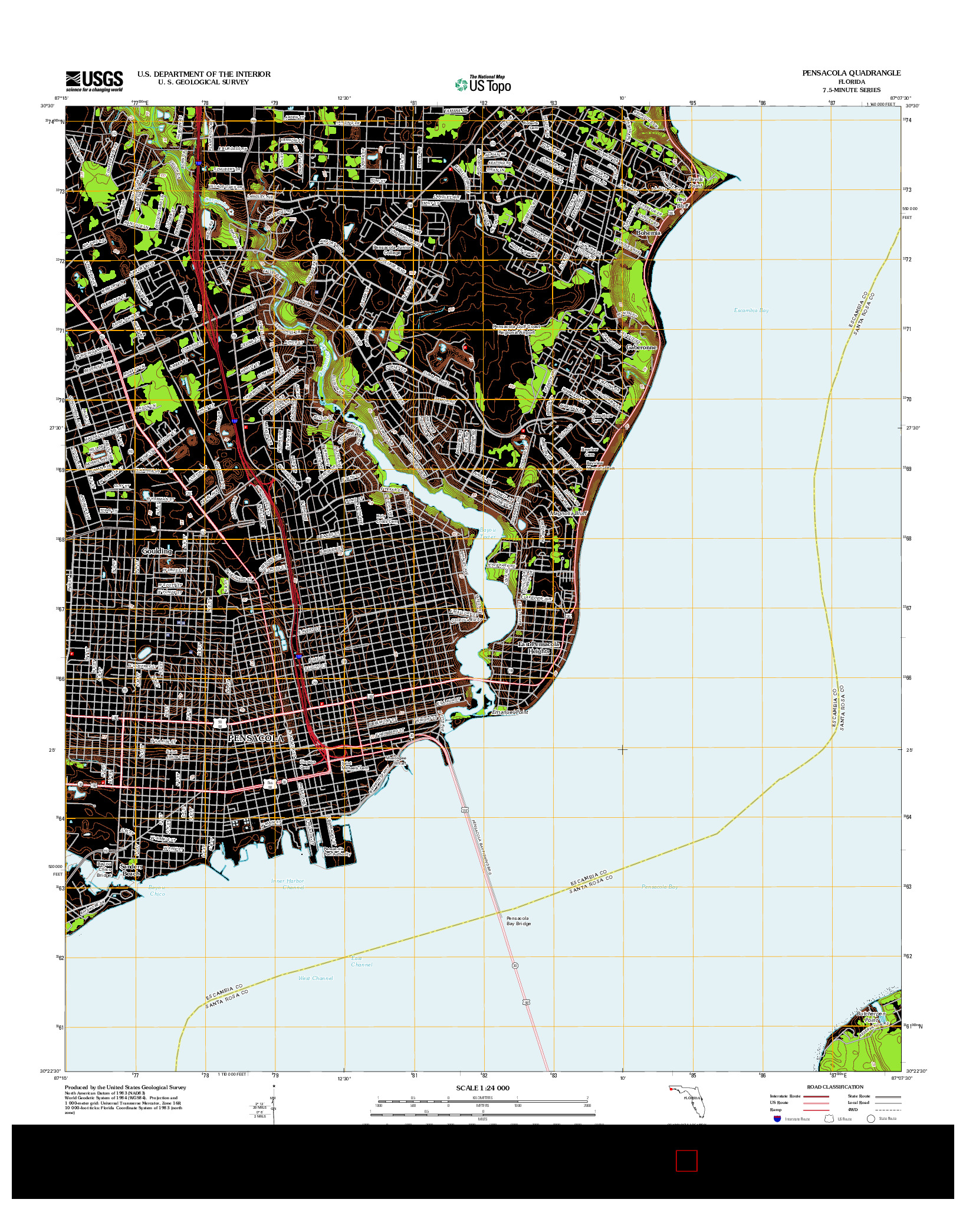 USGS US TOPO 7.5-MINUTE MAP FOR PENSACOLA, FL 2012