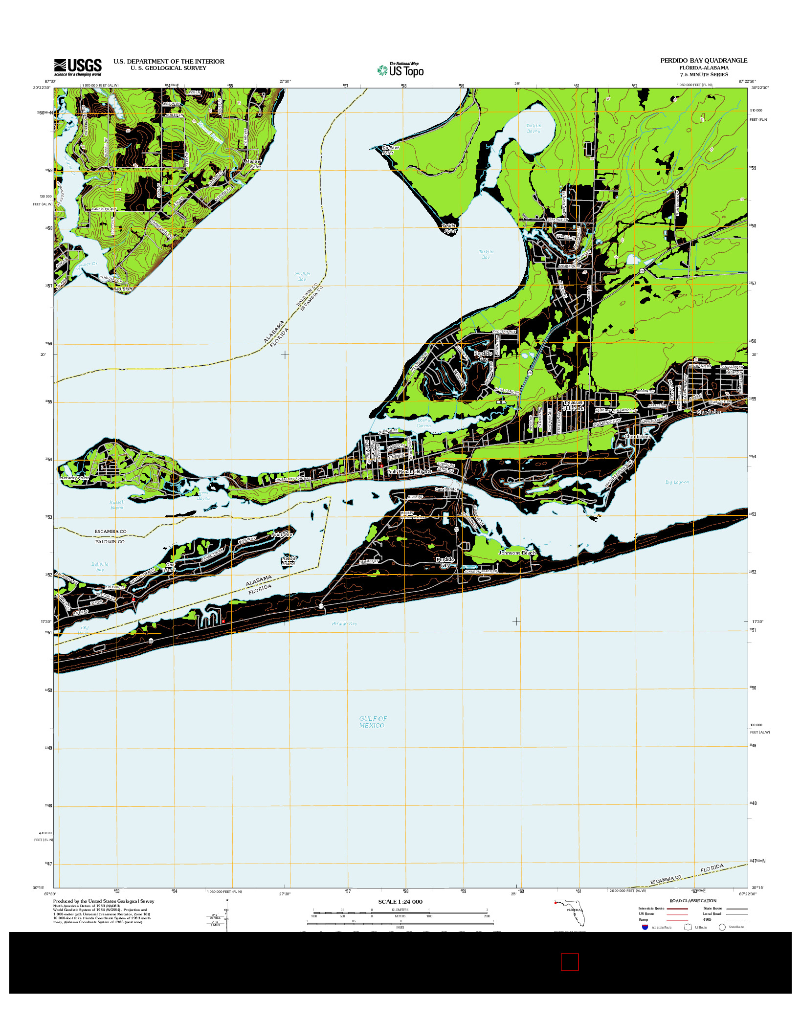 USGS US TOPO 7.5-MINUTE MAP FOR PERDIDO BAY, FL-AL 2012