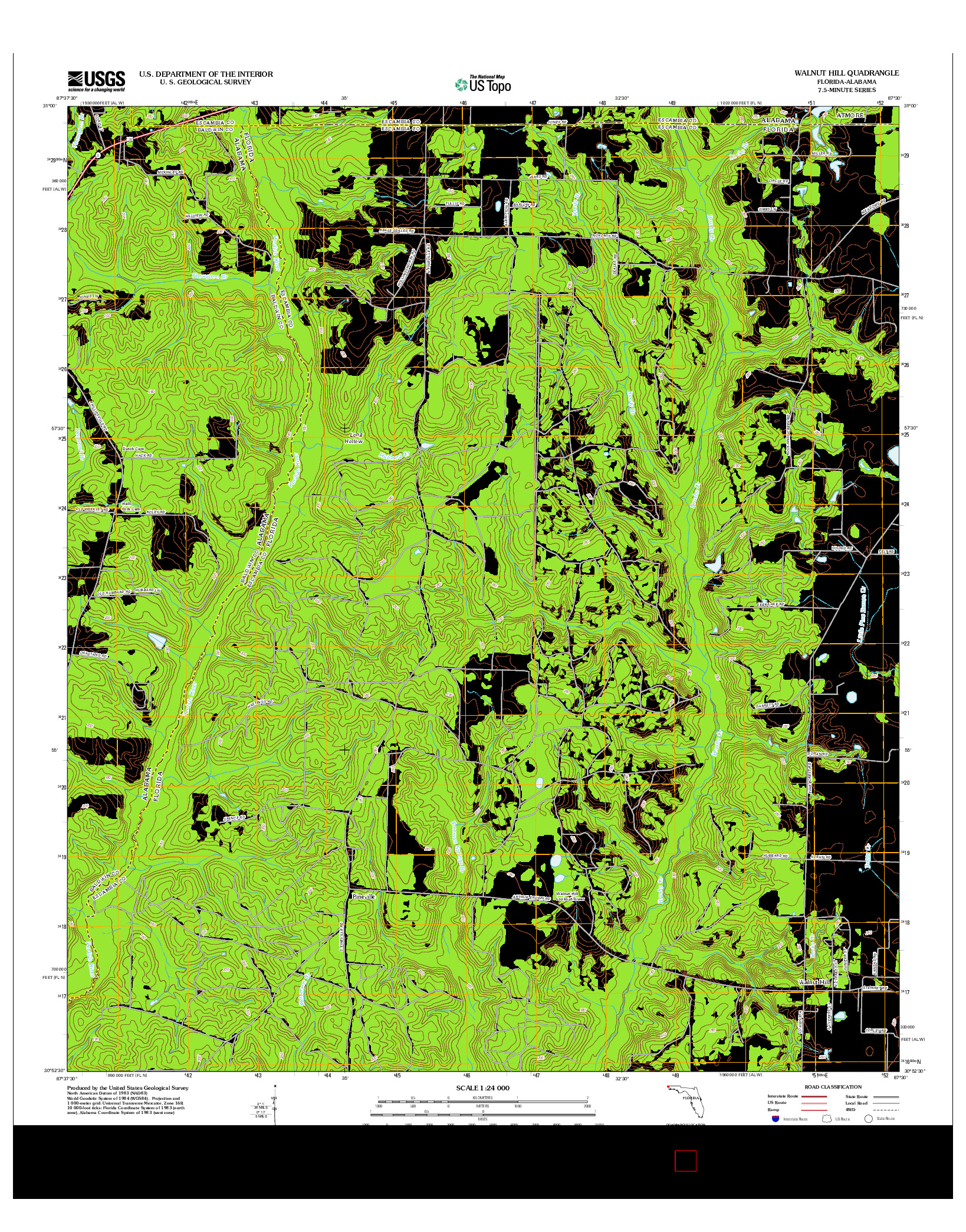 USGS US TOPO 7.5-MINUTE MAP FOR WALNUT HILL, FL-AL 2012