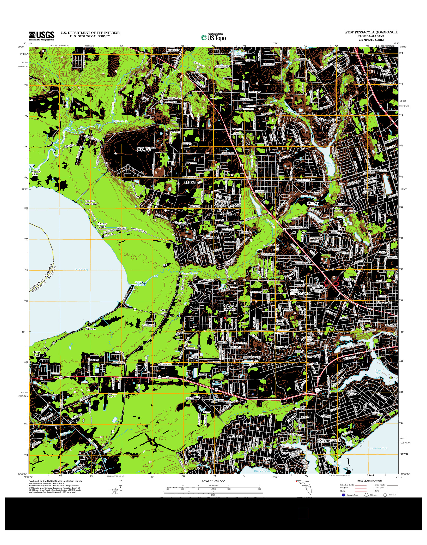 USGS US TOPO 7.5-MINUTE MAP FOR WEST PENSACOLA, FL-AL 2012