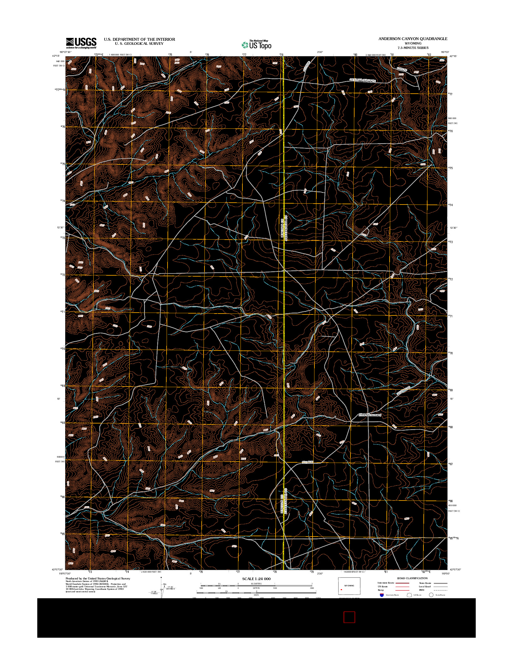 USGS US TOPO 7.5-MINUTE MAP FOR ANDERSON CANYON, WY 2012