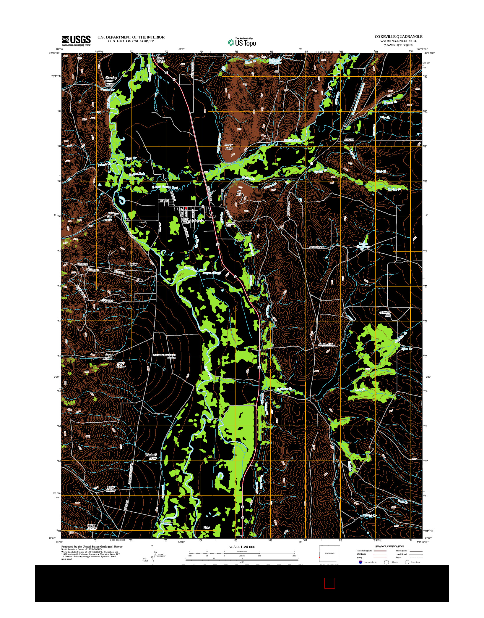 USGS US TOPO 7.5-MINUTE MAP FOR COKEVILLE, WY 2012