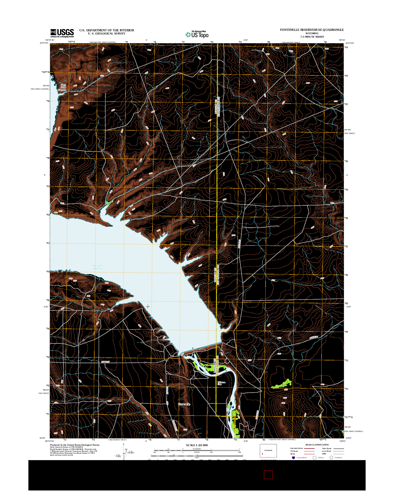 USGS US TOPO 7.5-MINUTE MAP FOR FONTENELLE RESERVOIR SE, WY 2012