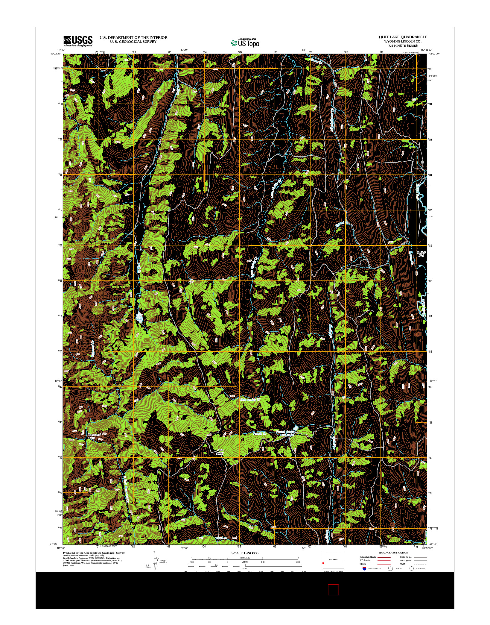 USGS US TOPO 7.5-MINUTE MAP FOR HUFF LAKE, WY 2012