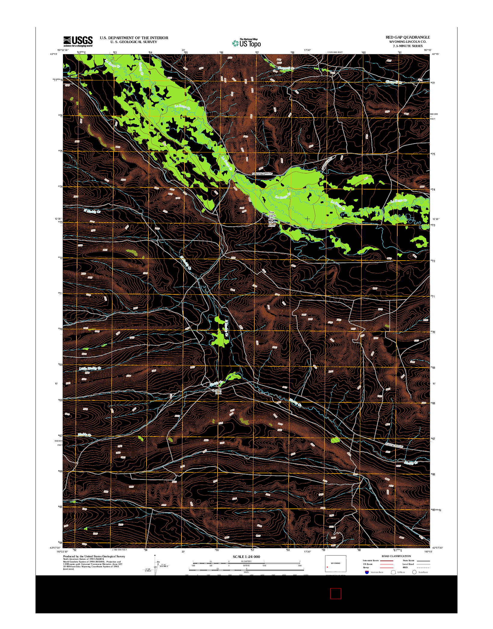 USGS US TOPO 7.5-MINUTE MAP FOR RED GAP, WY 2012
