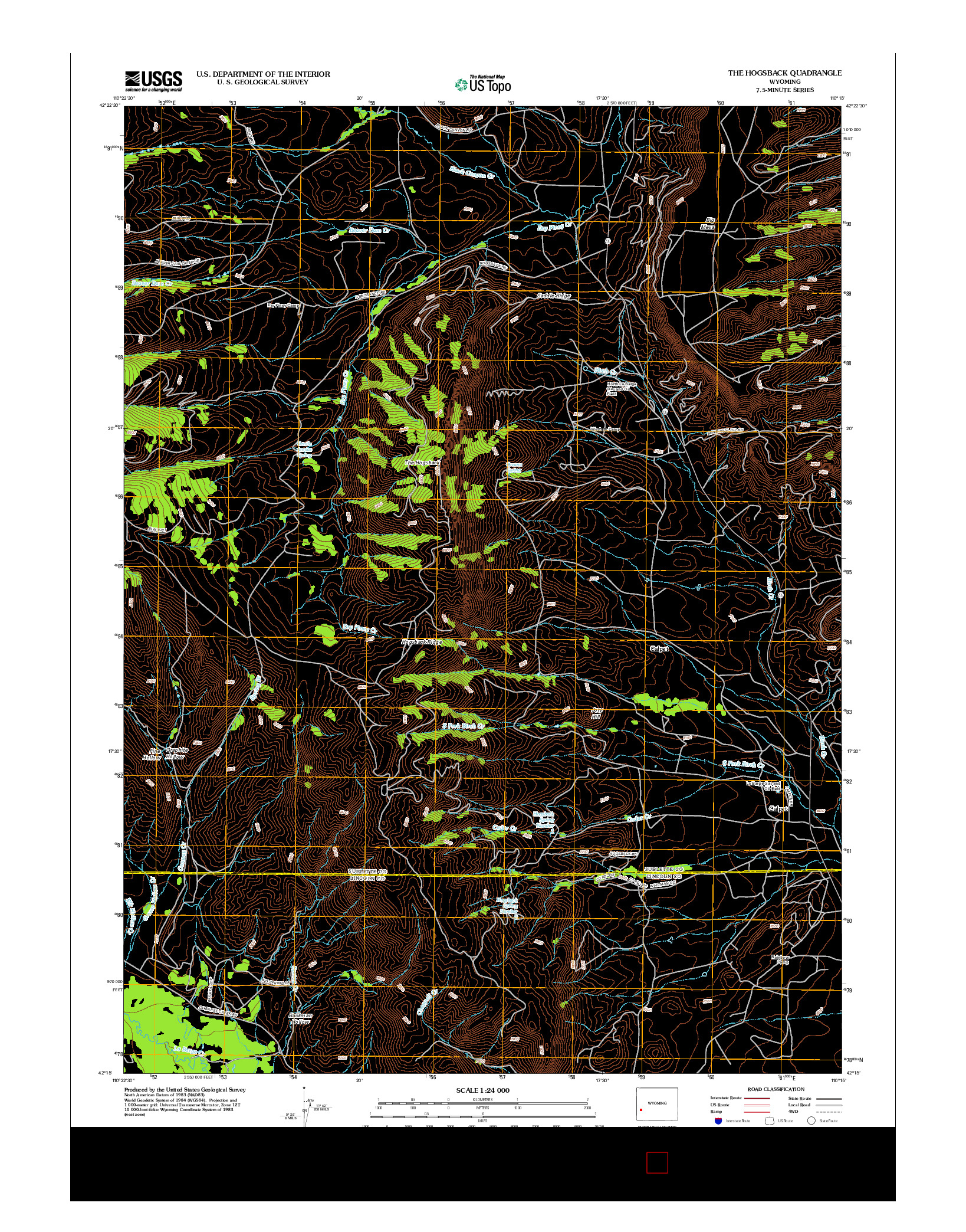 USGS US TOPO 7.5-MINUTE MAP FOR THE HOGSBACK, WY 2012