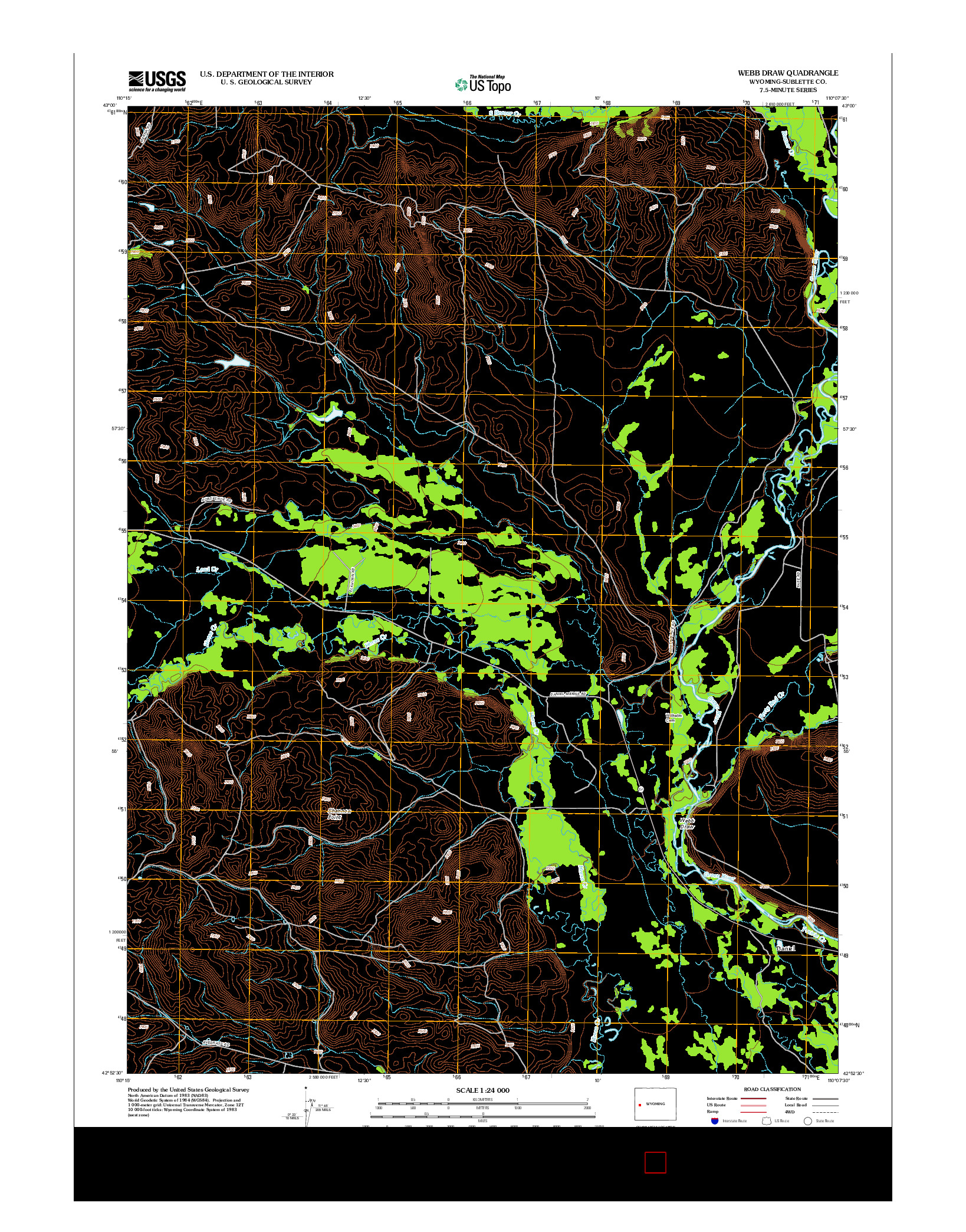 USGS US TOPO 7.5-MINUTE MAP FOR WEBB DRAW, WY 2012