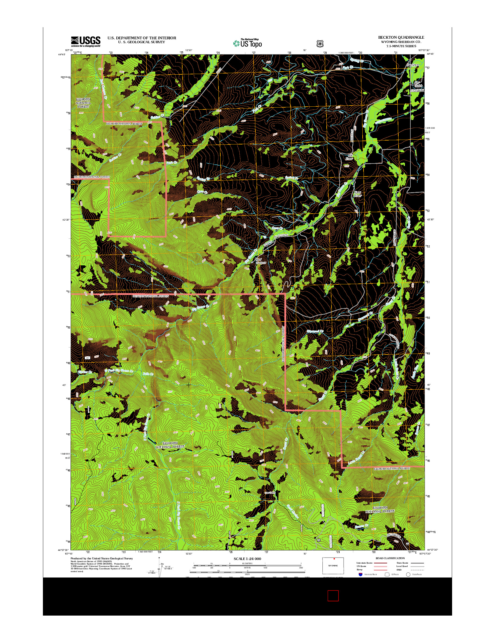 USGS US TOPO 7.5-MINUTE MAP FOR BECKTON, WY 2012
