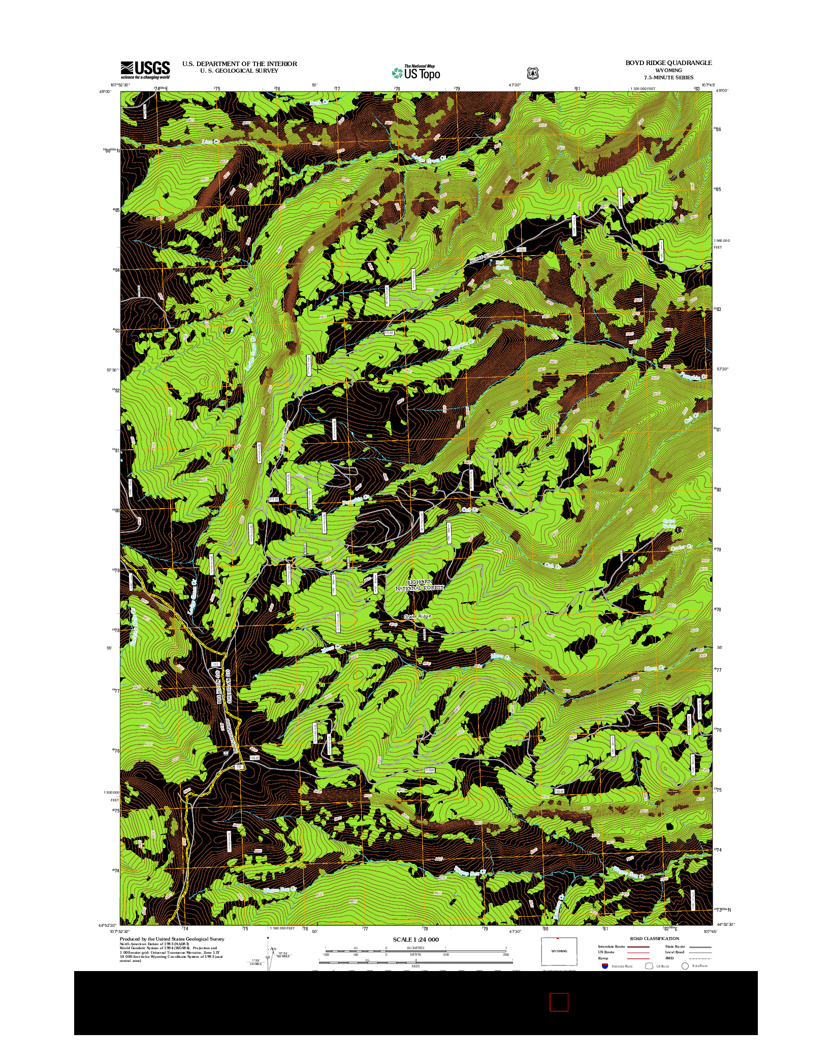 USGS US TOPO 7.5-MINUTE MAP FOR BOYD RIDGE, WY 2012