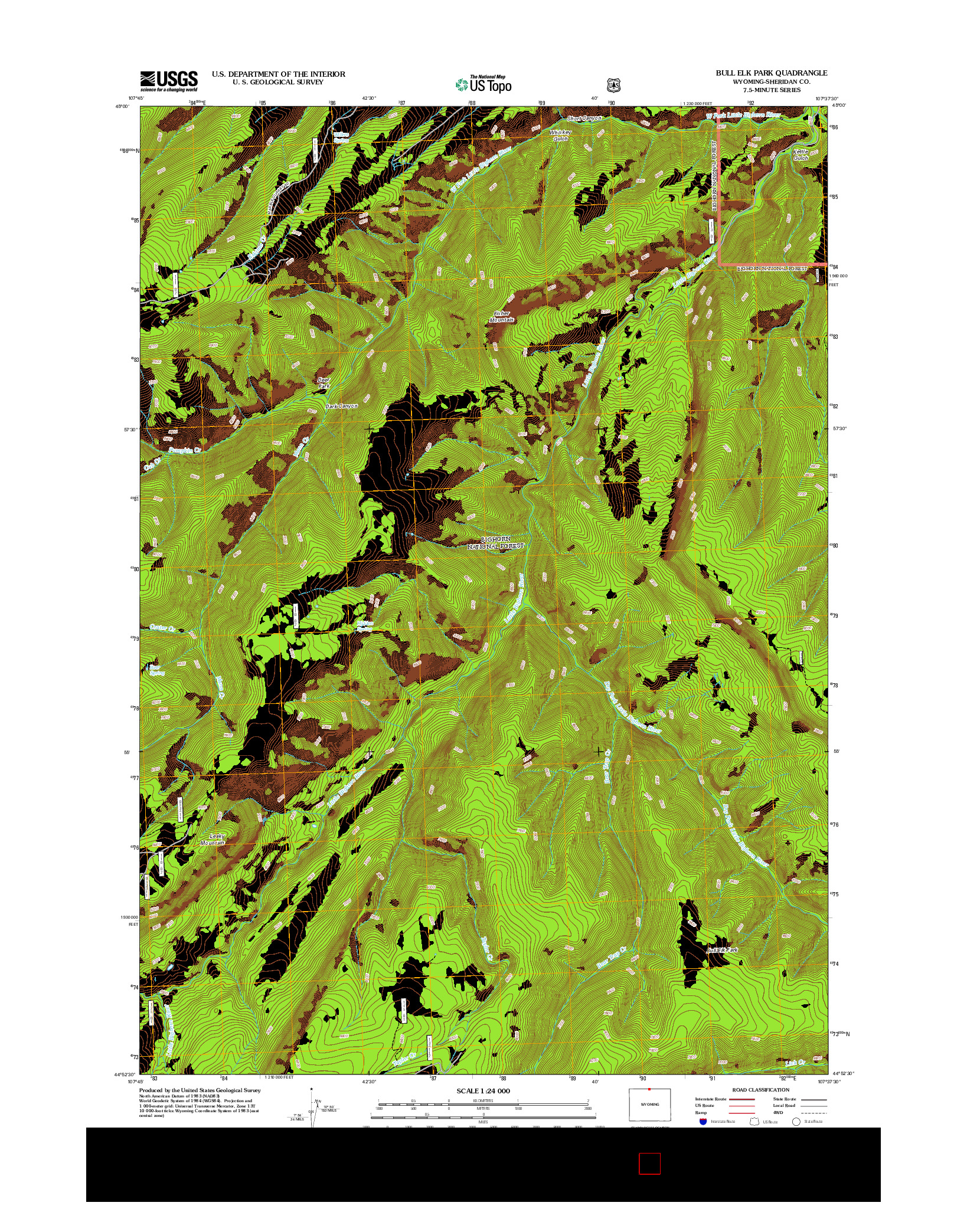 USGS US TOPO 7.5-MINUTE MAP FOR BULL ELK PARK, WY 2012