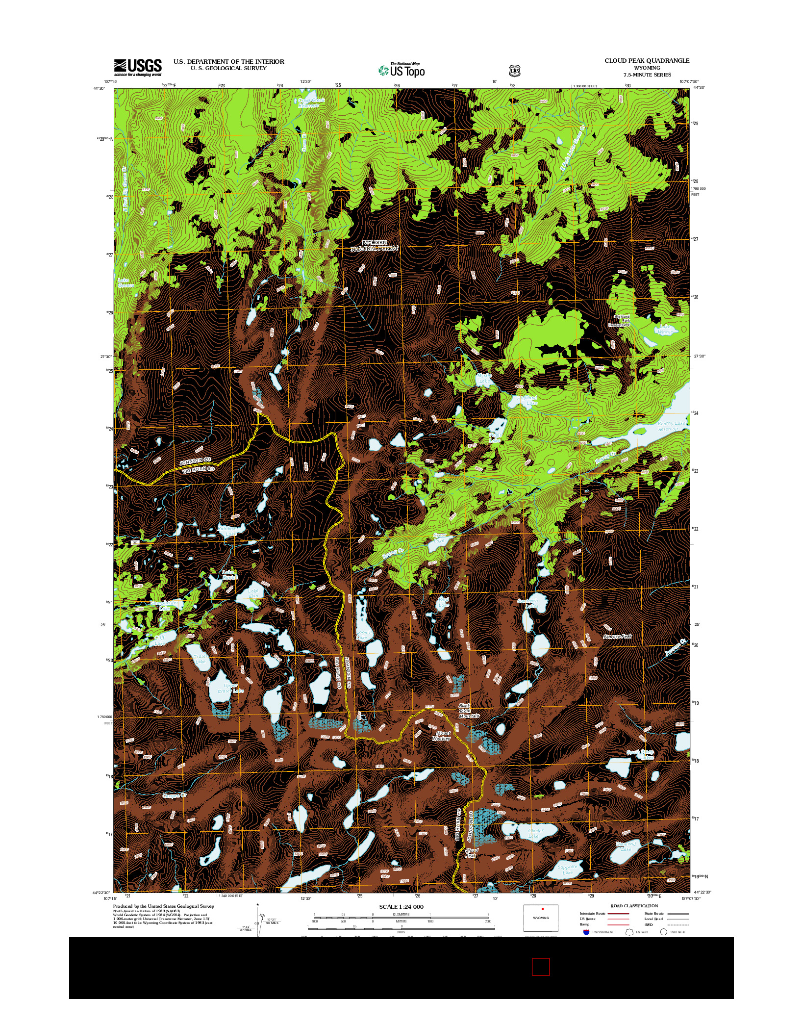 USGS US TOPO 7.5-MINUTE MAP FOR CLOUD PEAK, WY 2012