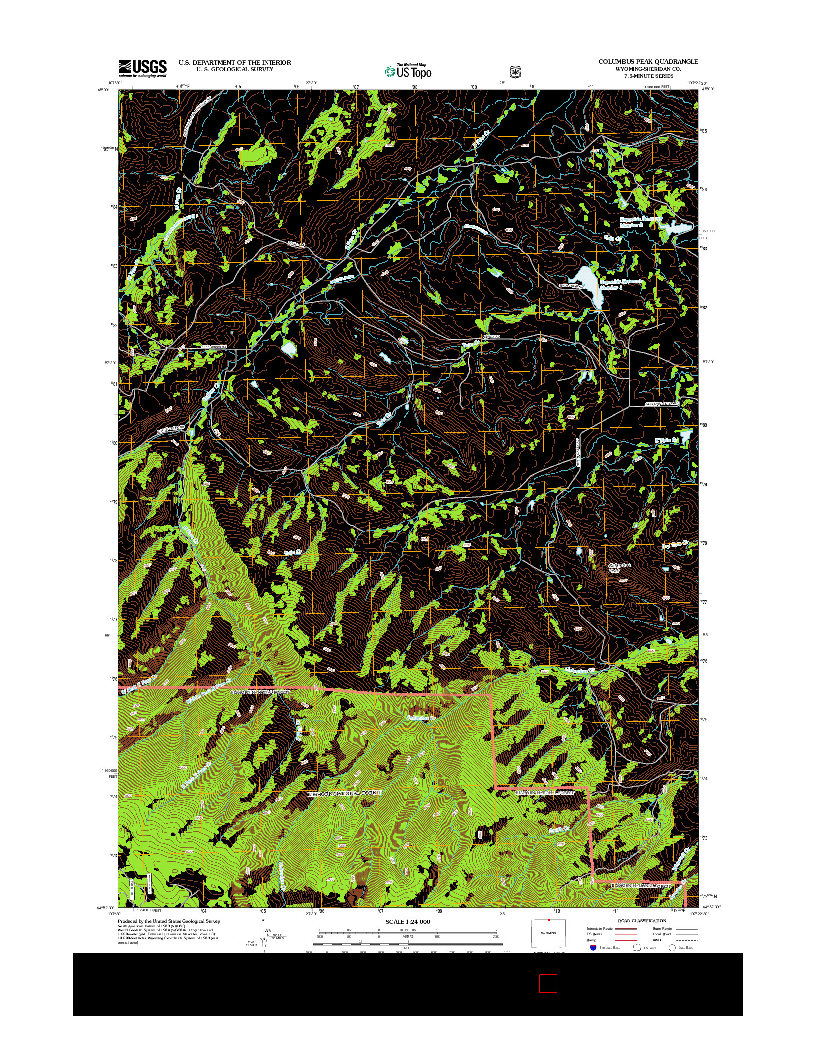 USGS US TOPO 7.5-MINUTE MAP FOR COLUMBUS PEAK, WY 2012