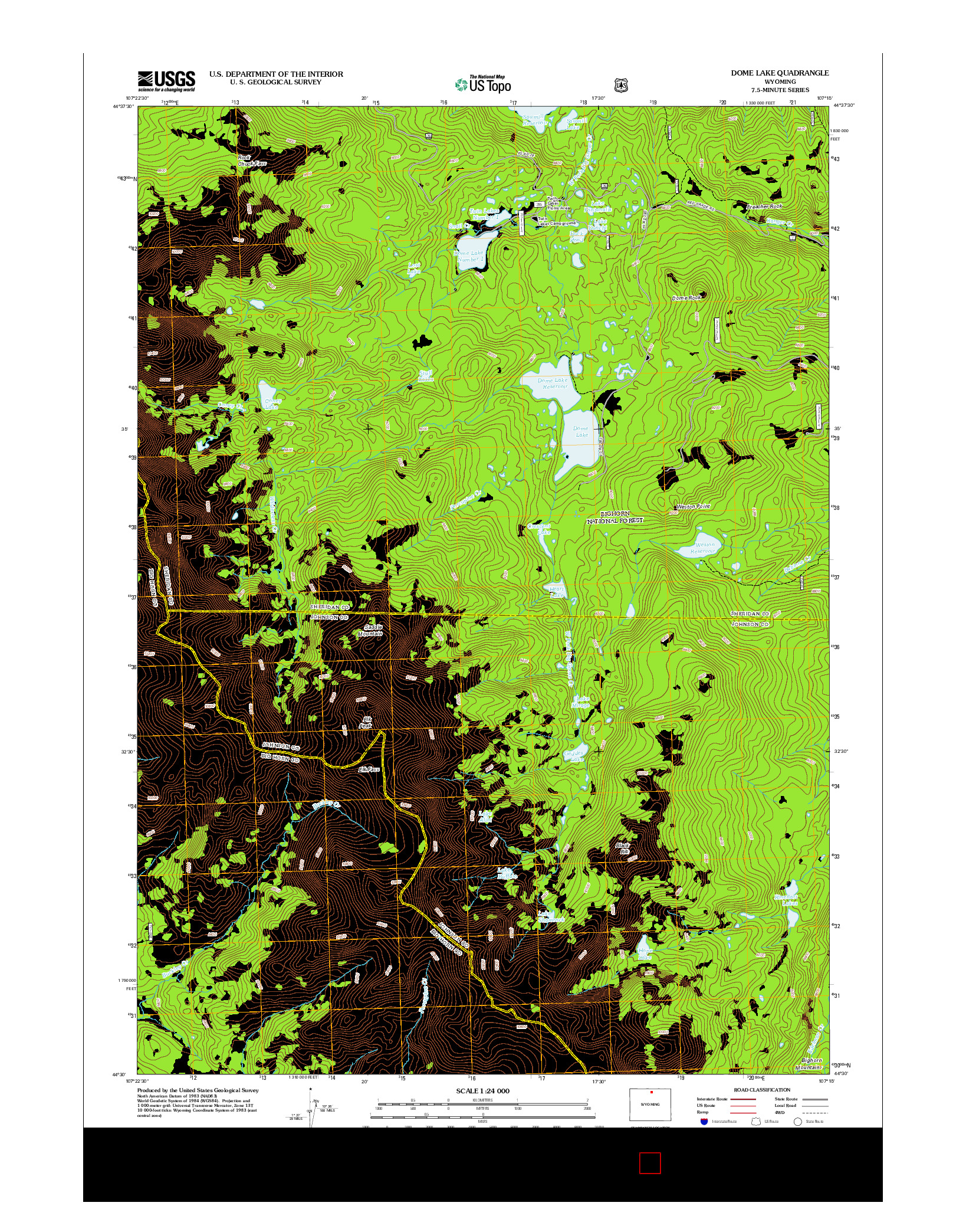 USGS US TOPO 7.5-MINUTE MAP FOR DOME LAKE, WY 2012