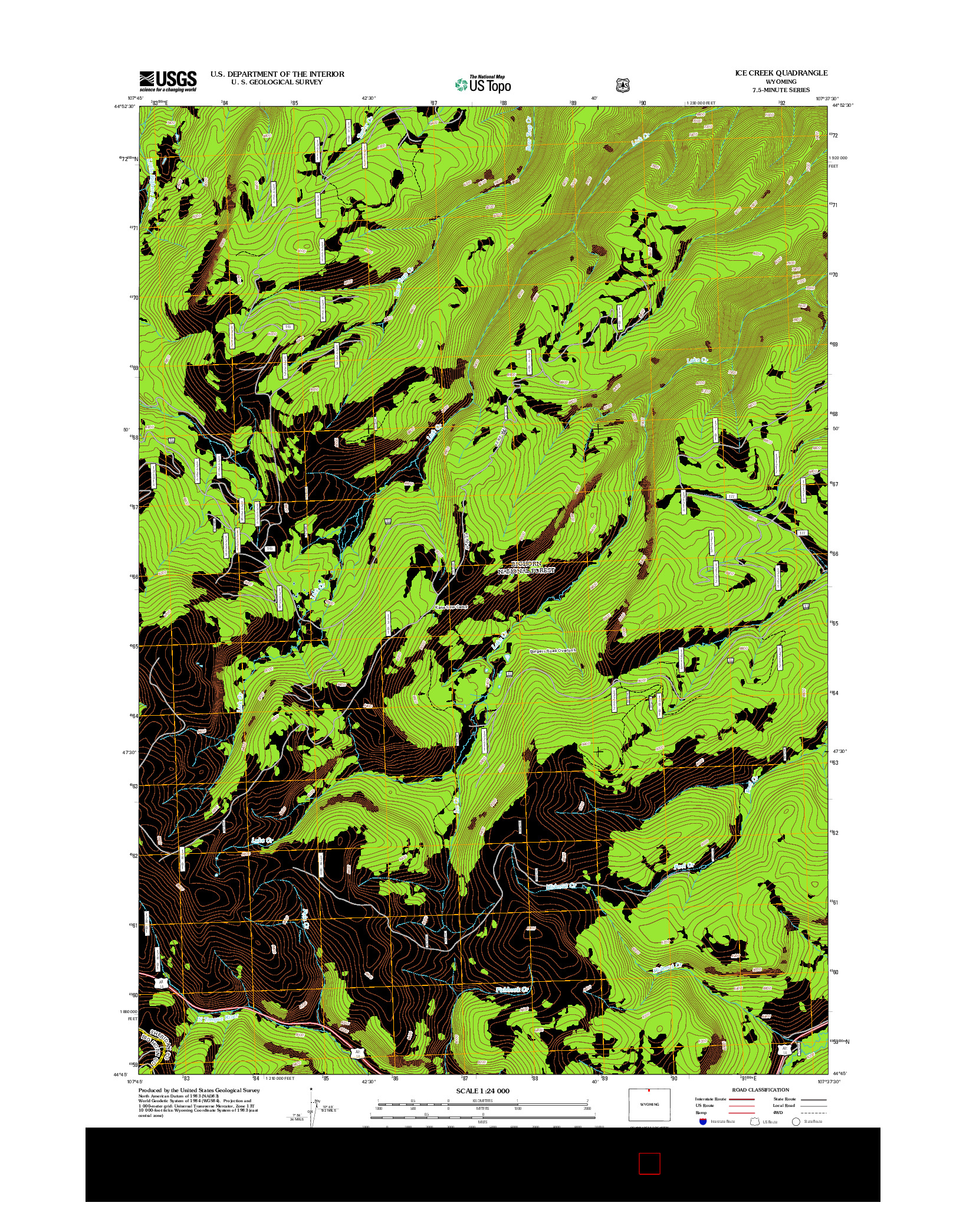 USGS US TOPO 7.5-MINUTE MAP FOR ICE CREEK, WY 2012