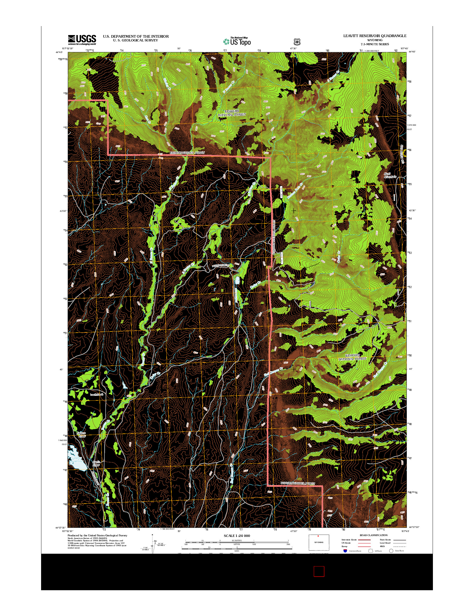 USGS US TOPO 7.5-MINUTE MAP FOR LEAVITT RESERVOIR, WY 2012