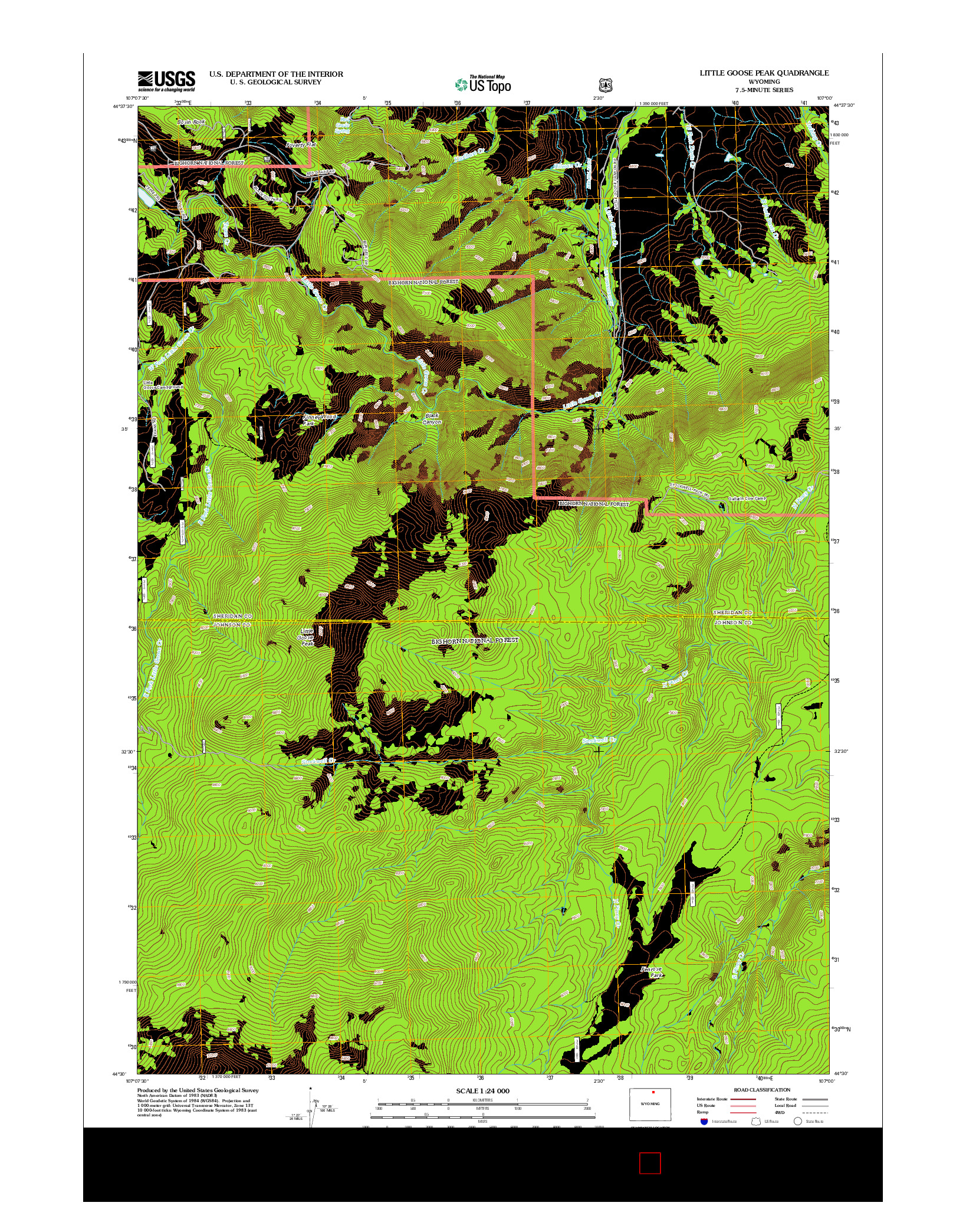 USGS US TOPO 7.5-MINUTE MAP FOR LITTLE GOOSE PEAK, WY 2012