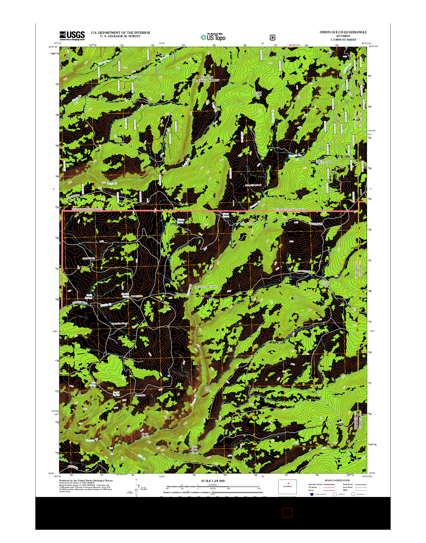 USGS US TOPO 7.5-MINUTE MAP FOR ONION GULCH, WY 2012