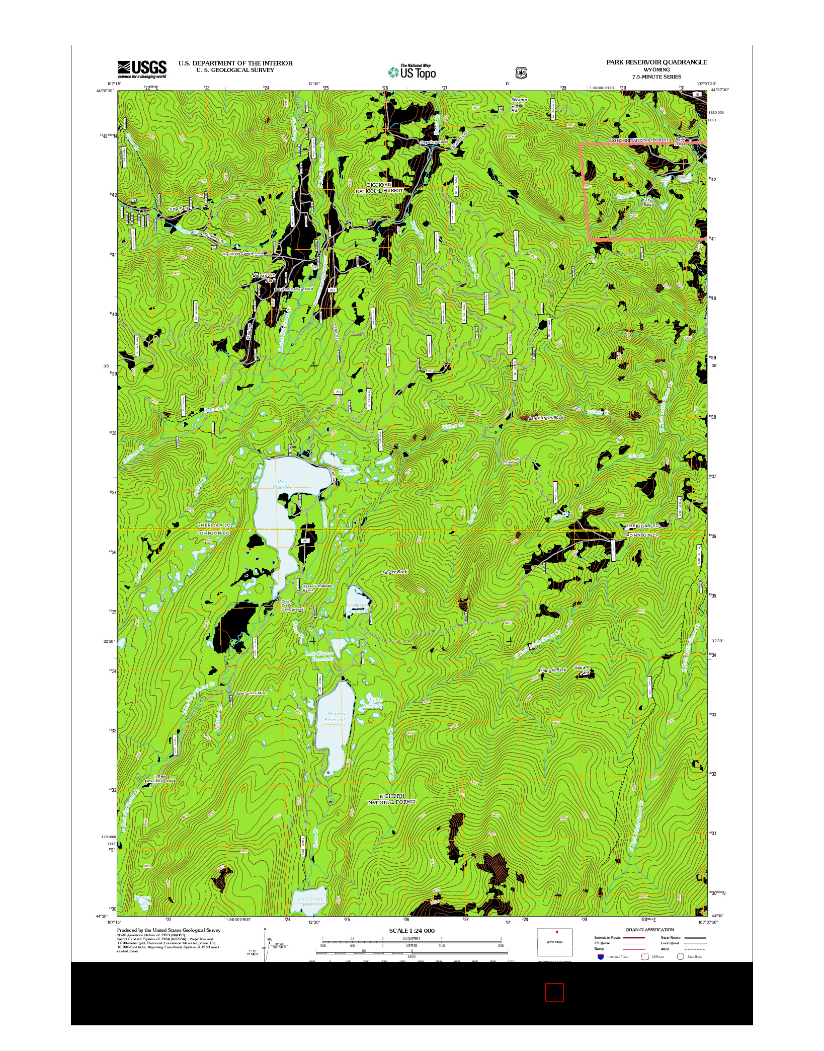 USGS US TOPO 7.5-MINUTE MAP FOR PARK RESERVOIR, WY 2012