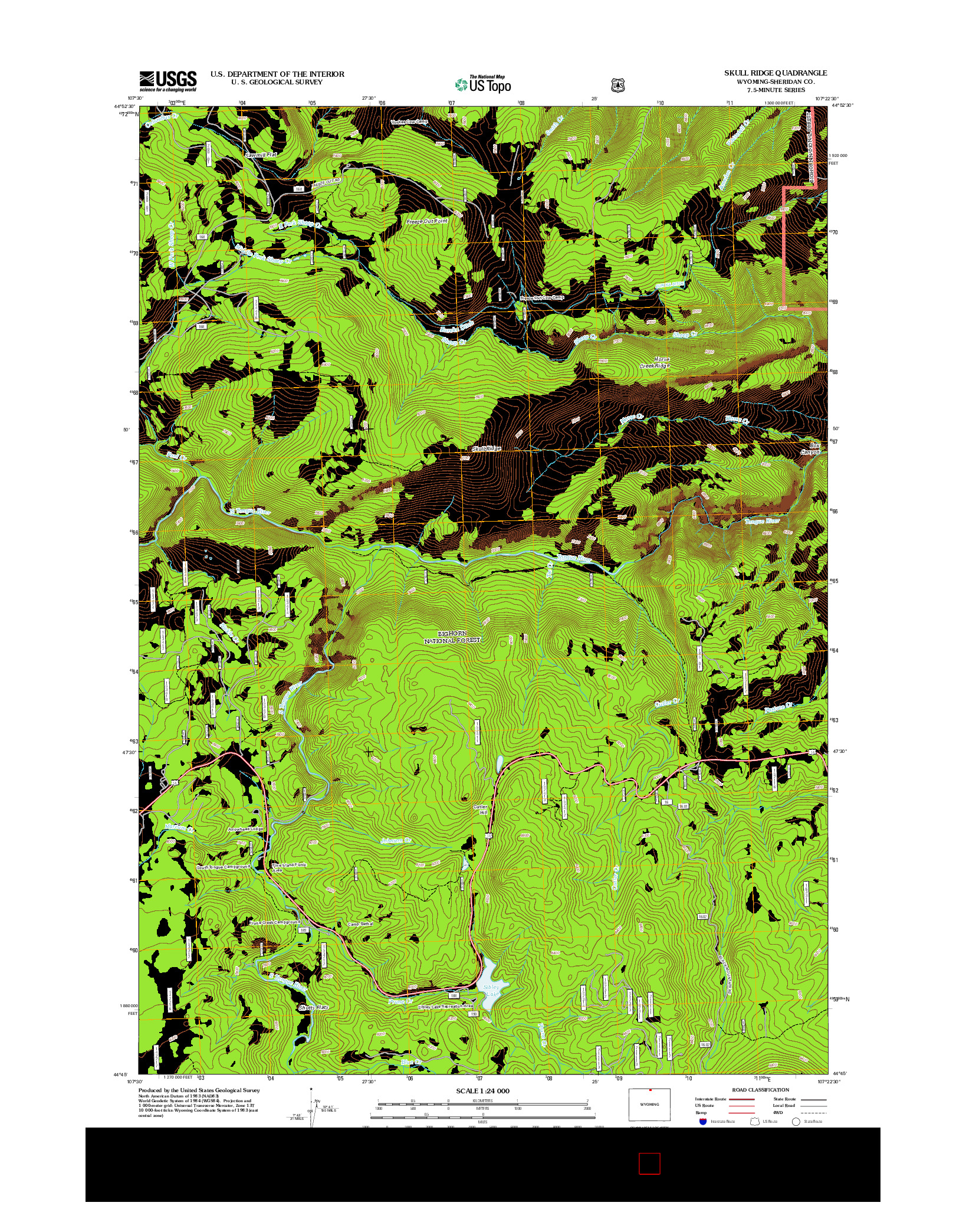 USGS US TOPO 7.5-MINUTE MAP FOR SKULL RIDGE, WY 2012