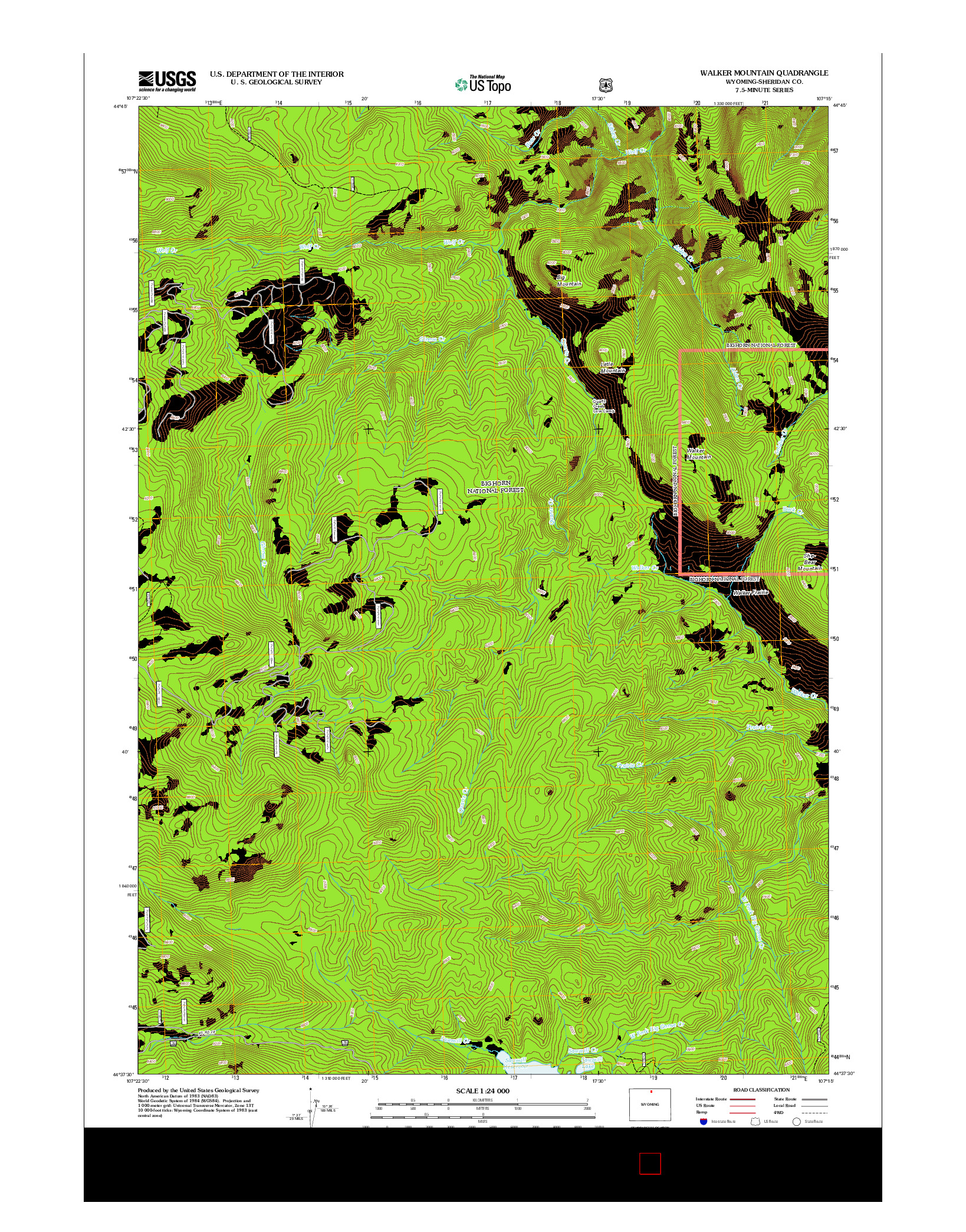 USGS US TOPO 7.5-MINUTE MAP FOR WALKER MOUNTAIN, WY 2012