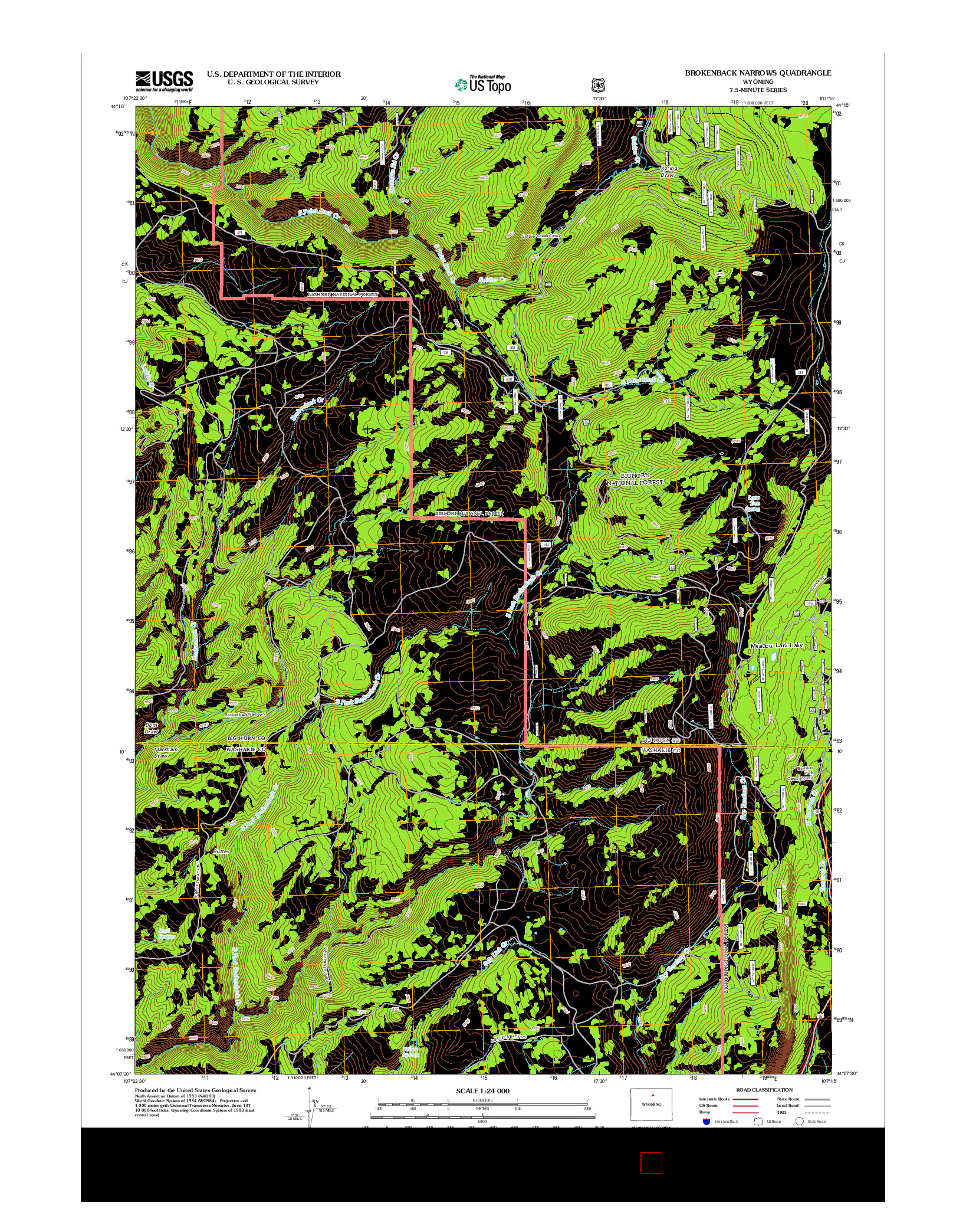 USGS US TOPO 7.5-MINUTE MAP FOR BROKENBACK NARROWS, WY 2012