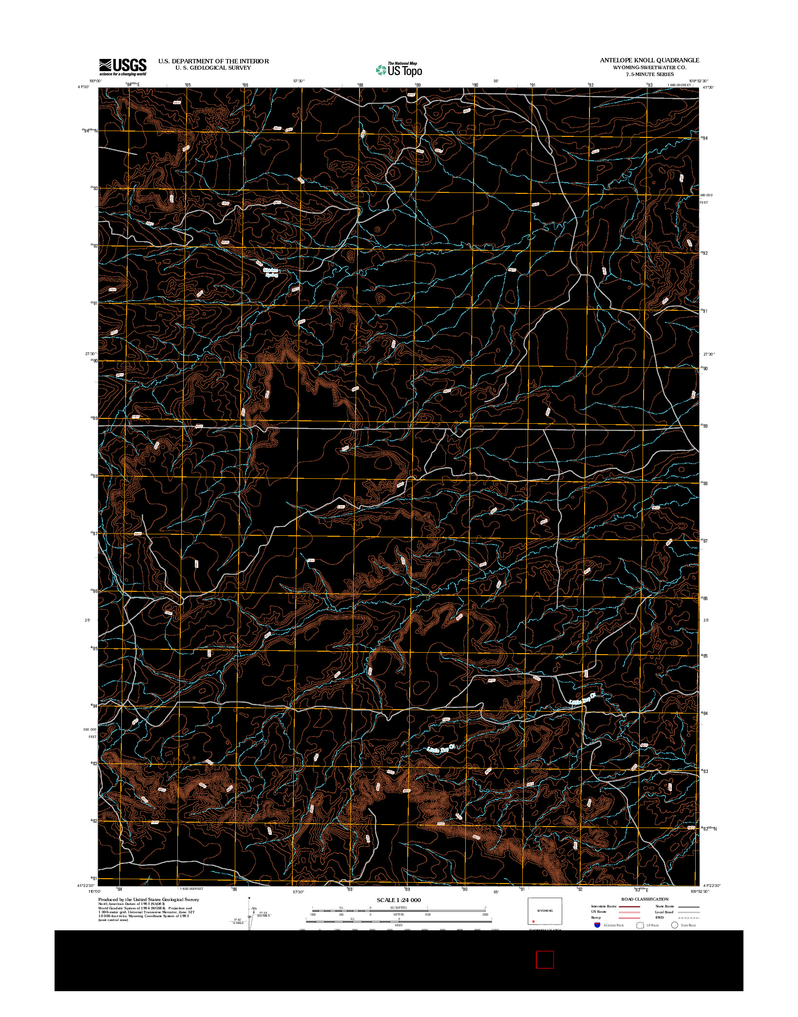 USGS US TOPO 7.5-MINUTE MAP FOR ANTELOPE KNOLL, WY 2012