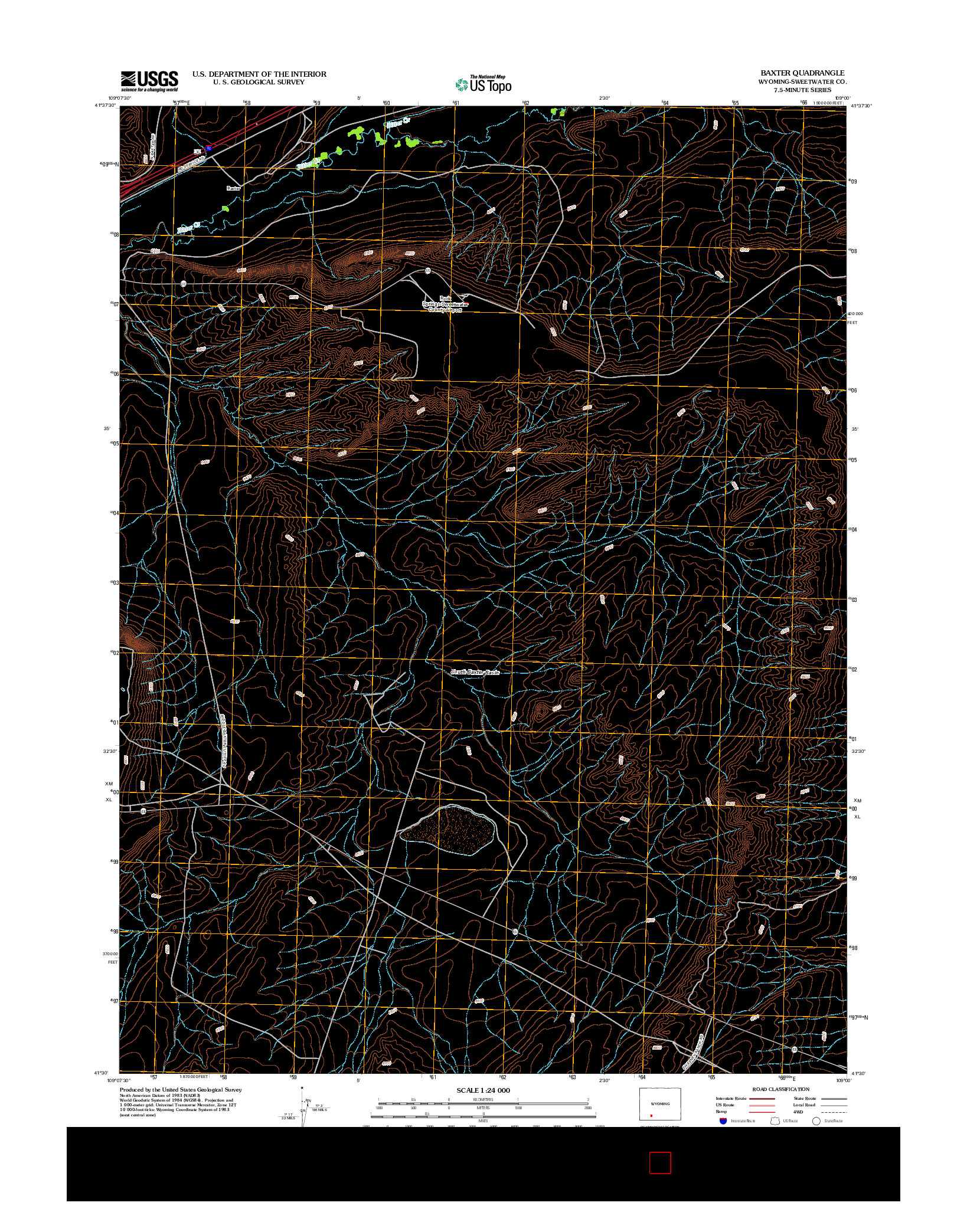 USGS US TOPO 7.5-MINUTE MAP FOR BAXTER, WY 2012