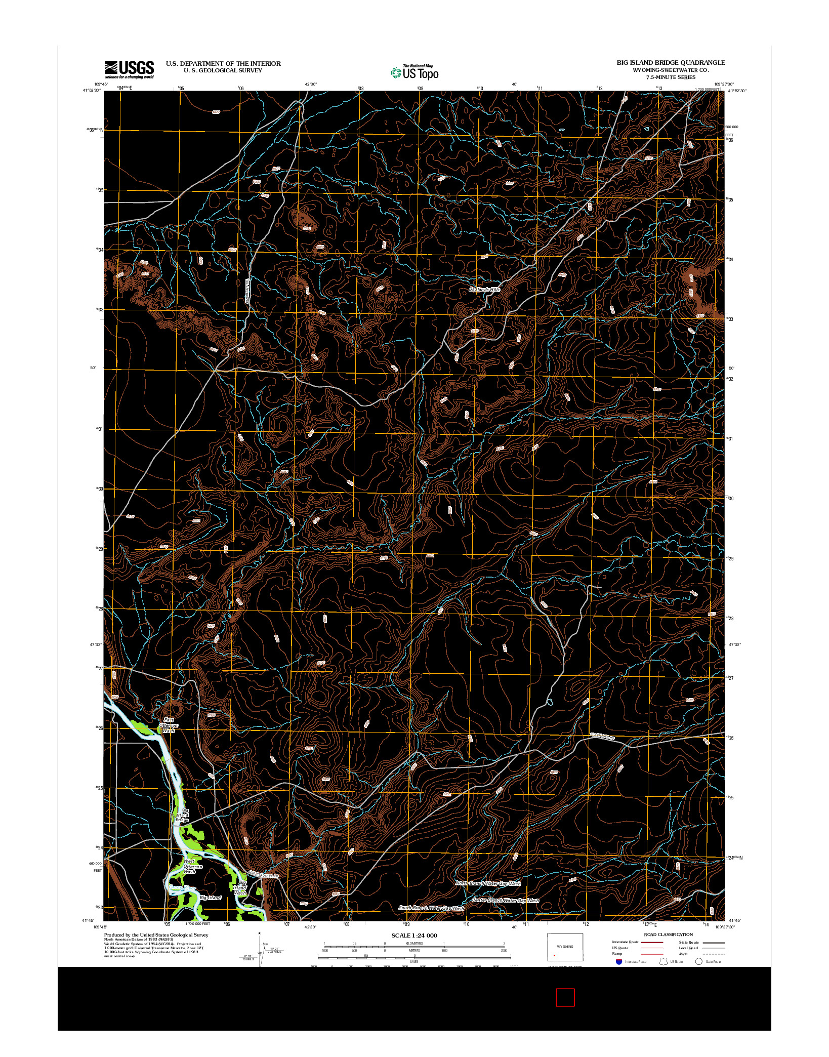 USGS US TOPO 7.5-MINUTE MAP FOR BIG ISLAND BRIDGE, WY 2012