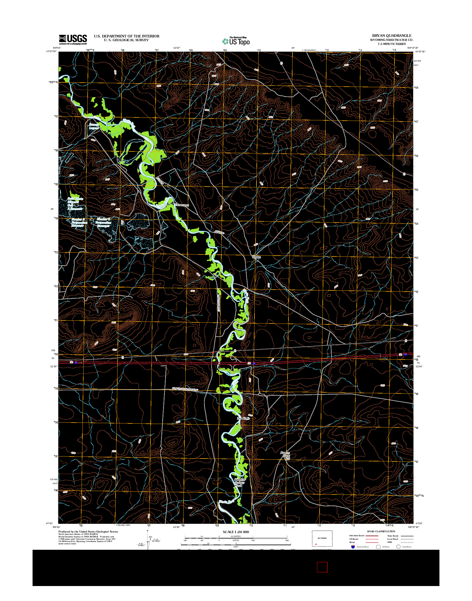 USGS US TOPO 7.5-MINUTE MAP FOR BRYAN, WY 2012