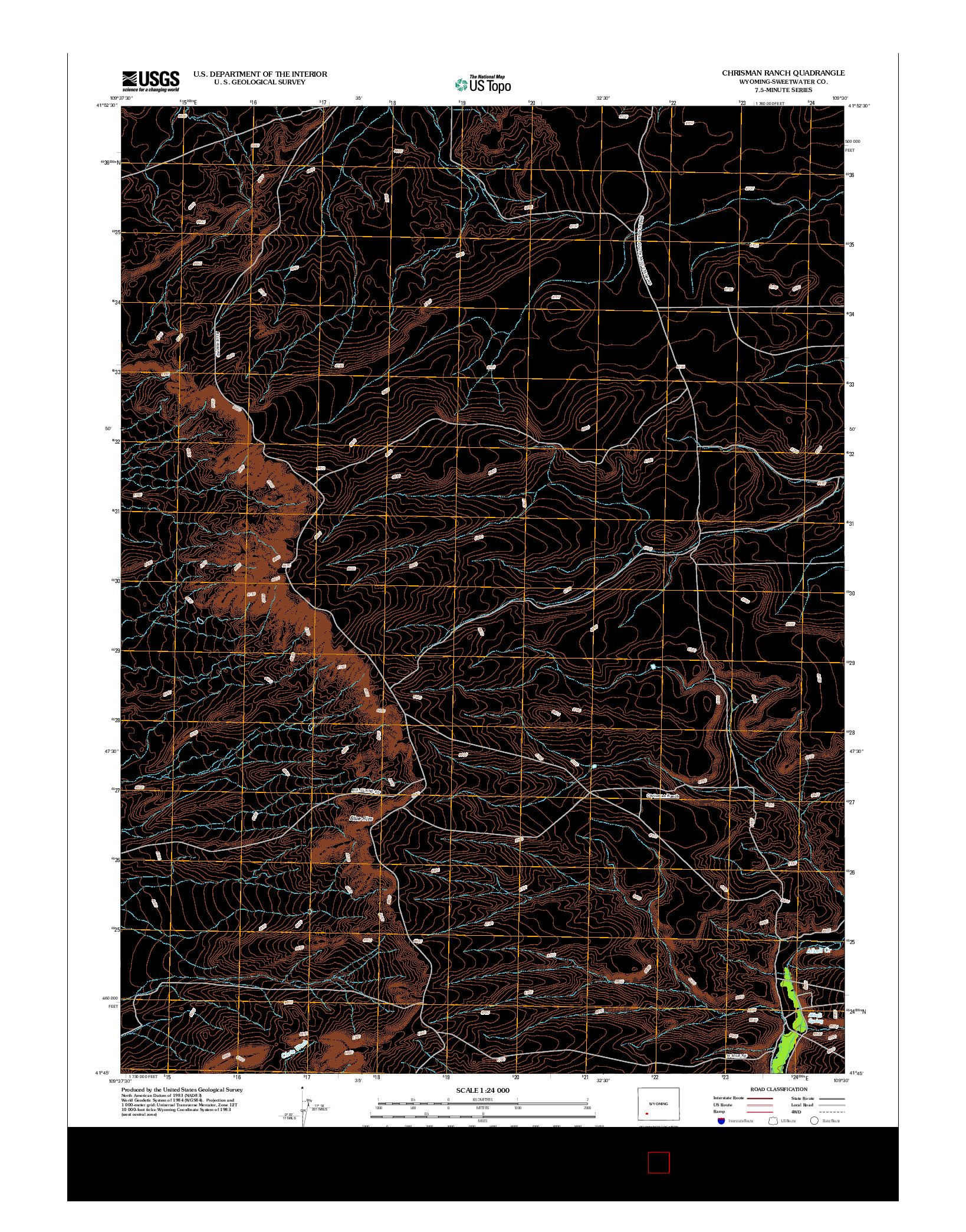 USGS US TOPO 7.5-MINUTE MAP FOR CHRISMAN RANCH, WY 2012